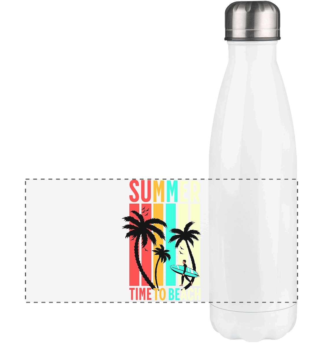 Summer Time to Beach – Sonne, Sand & Lebensfreude - Panorama Thermoflasche 500ml