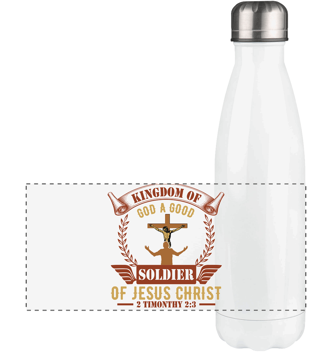 Kingdom of God – A Good Soldier of Jesus Christ | Christliches Design in Braun - Panorama Thermoflasche 500ml