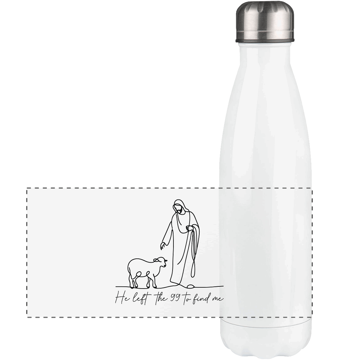 He Left the 99 to Find Me – Kraftvolle Botschaft in minimalistischem Design | Christliche Kleidung - Panorama Thermoflasche 500ml