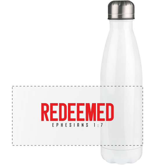 Redeemed – Ephesians 1:7 – Erlöst durch sein Blut | Christliche Produkte - Panorama Thermoflasche 500ml