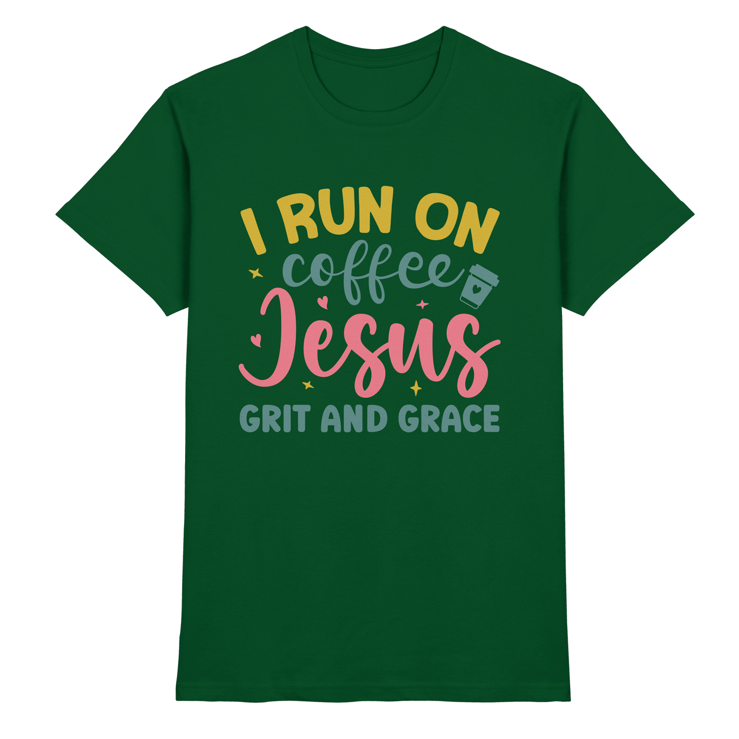 I run on coffee, Jesus, grit and grace | Christliche Produkte - Premium Shirt