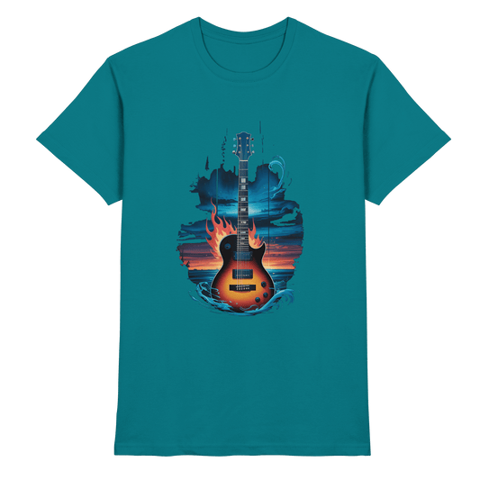 Fire & Water Guitar – Künstlerisches Gitarren Design für Musiker & Worshipper - Premium Shirt