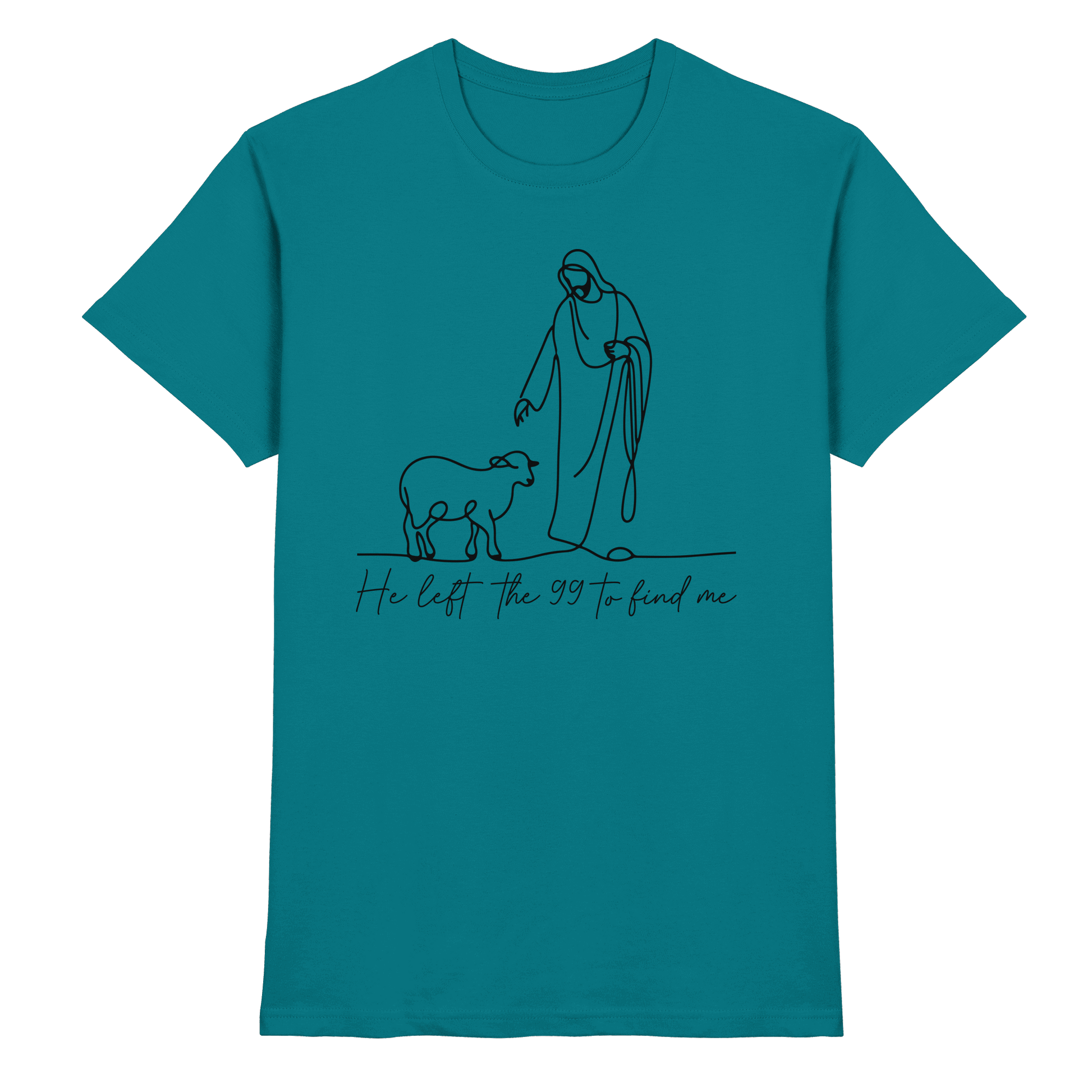 He Left the 99 to Find Me – Kraftvolle Botschaft in minimalistischem Design | Christliche Kleidung - Premium Shirt