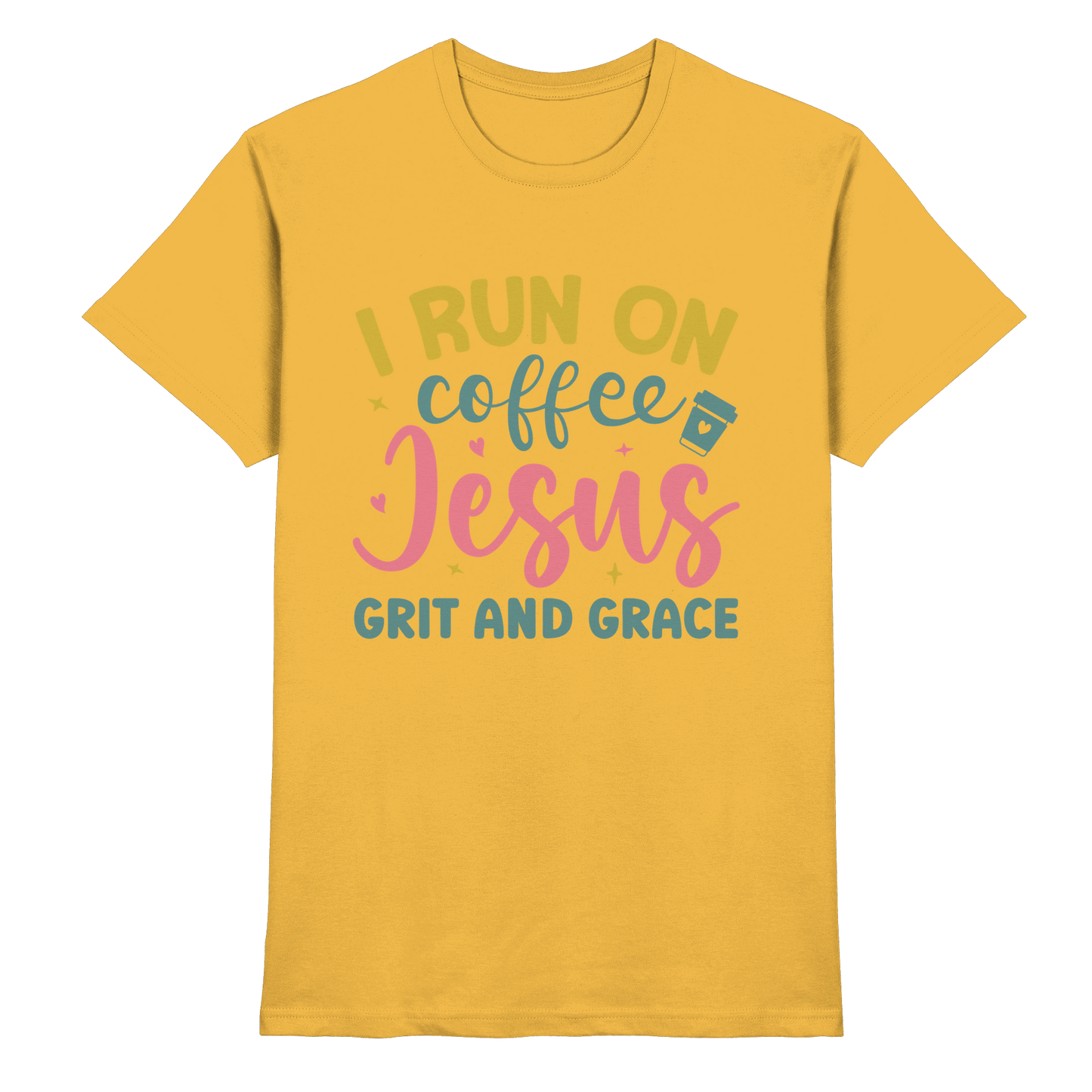 I run on coffee, Jesus, grit and grace | Christliche Produkte - Premium Shirt