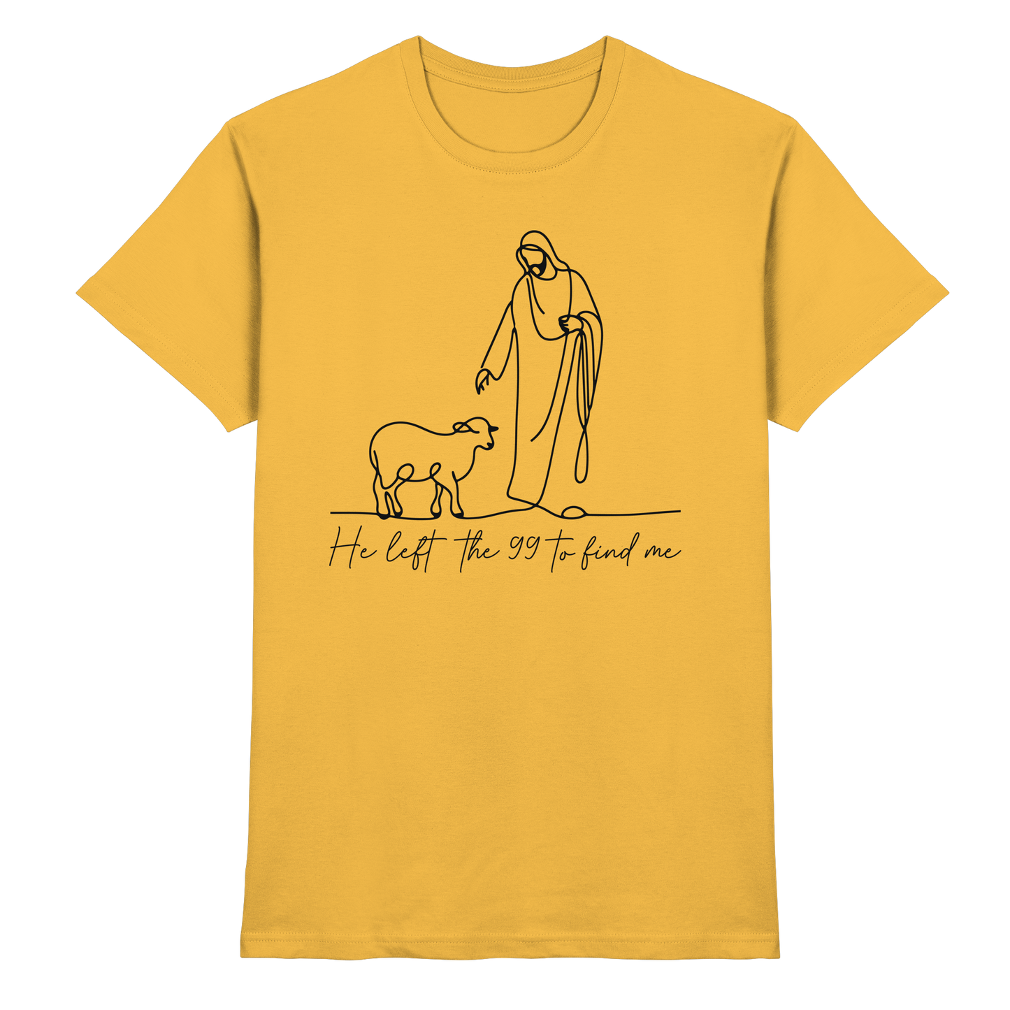 He Left the 99 to Find Me – Kraftvolle Botschaft in minimalistischem Design | Christliche Kleidung - Premium Shirt