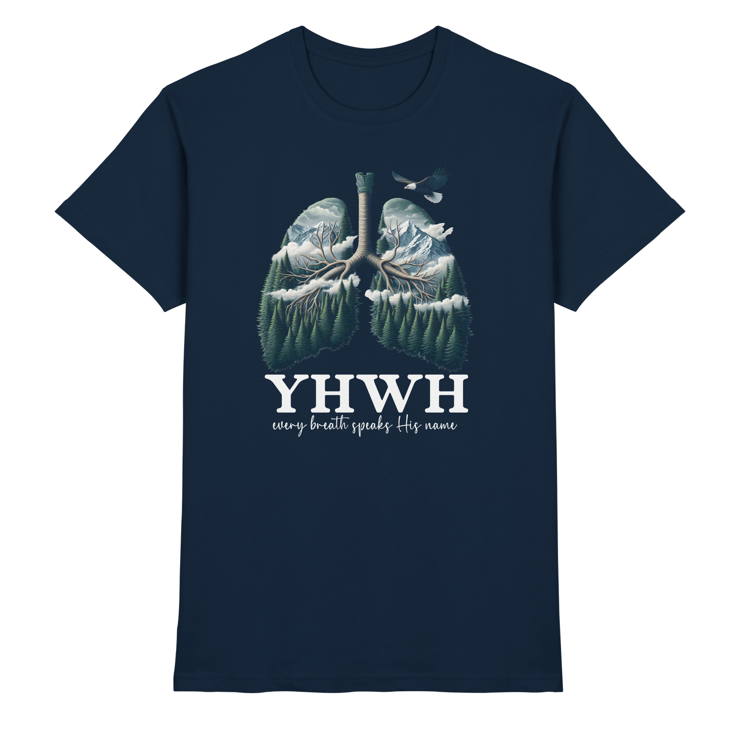 YHWH – Every Breath Speaks His Name | Atem des Lebens | Christliches Design - Premium Shirt