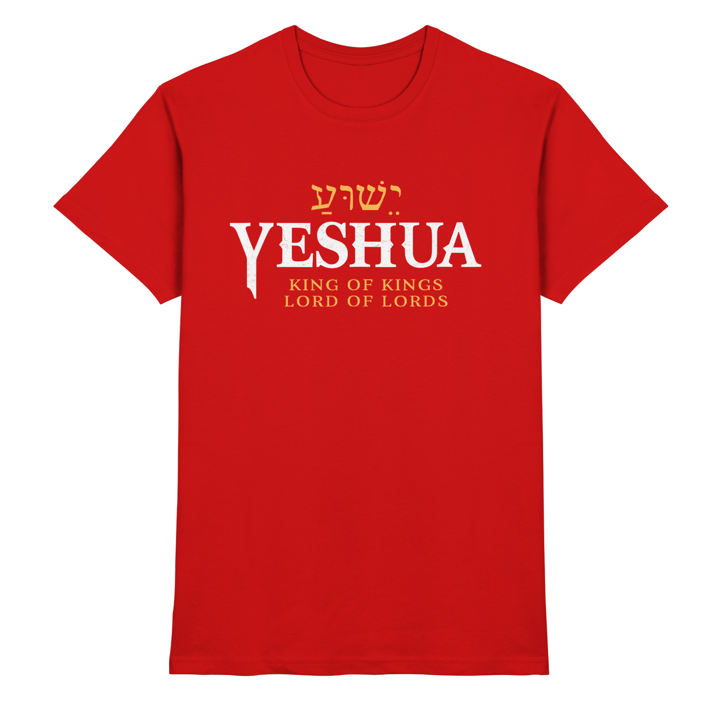 Yeshua – King of Kings, Lord of Lords | Christliches Design mit dem Namen Jesu - Premium Shirt