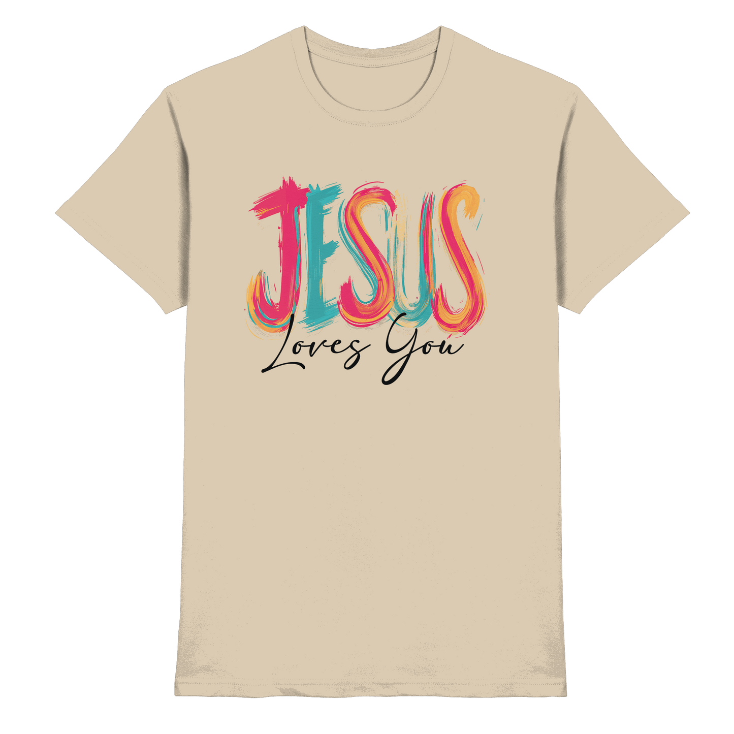 Jesus Loves You – Buntes Design voller Hoffnung und Liebe | Christliches Design - Premium Shirt