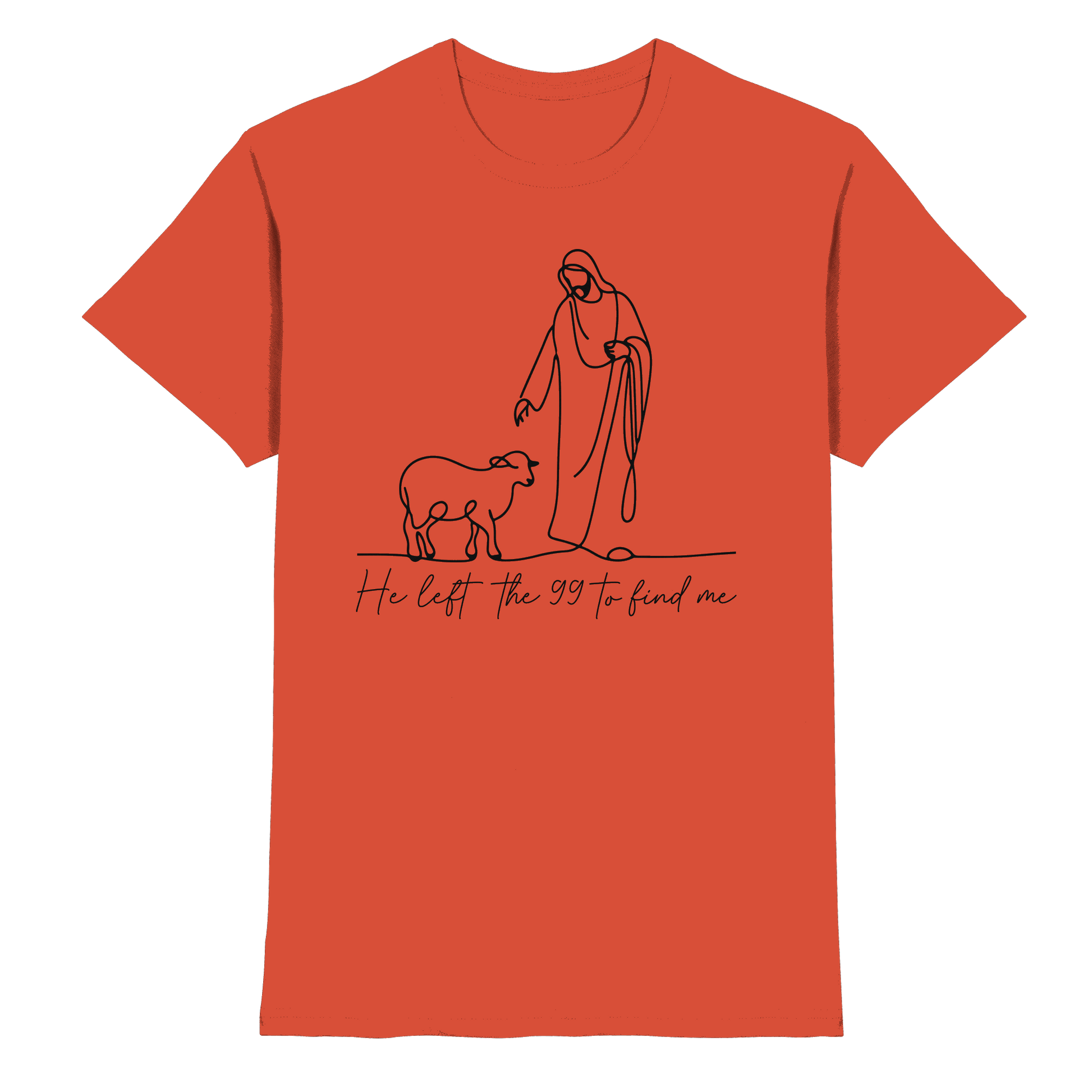 He Left the 99 to Find Me – Kraftvolle Botschaft in minimalistischem Design | Christliche Kleidung - Premium Shirt