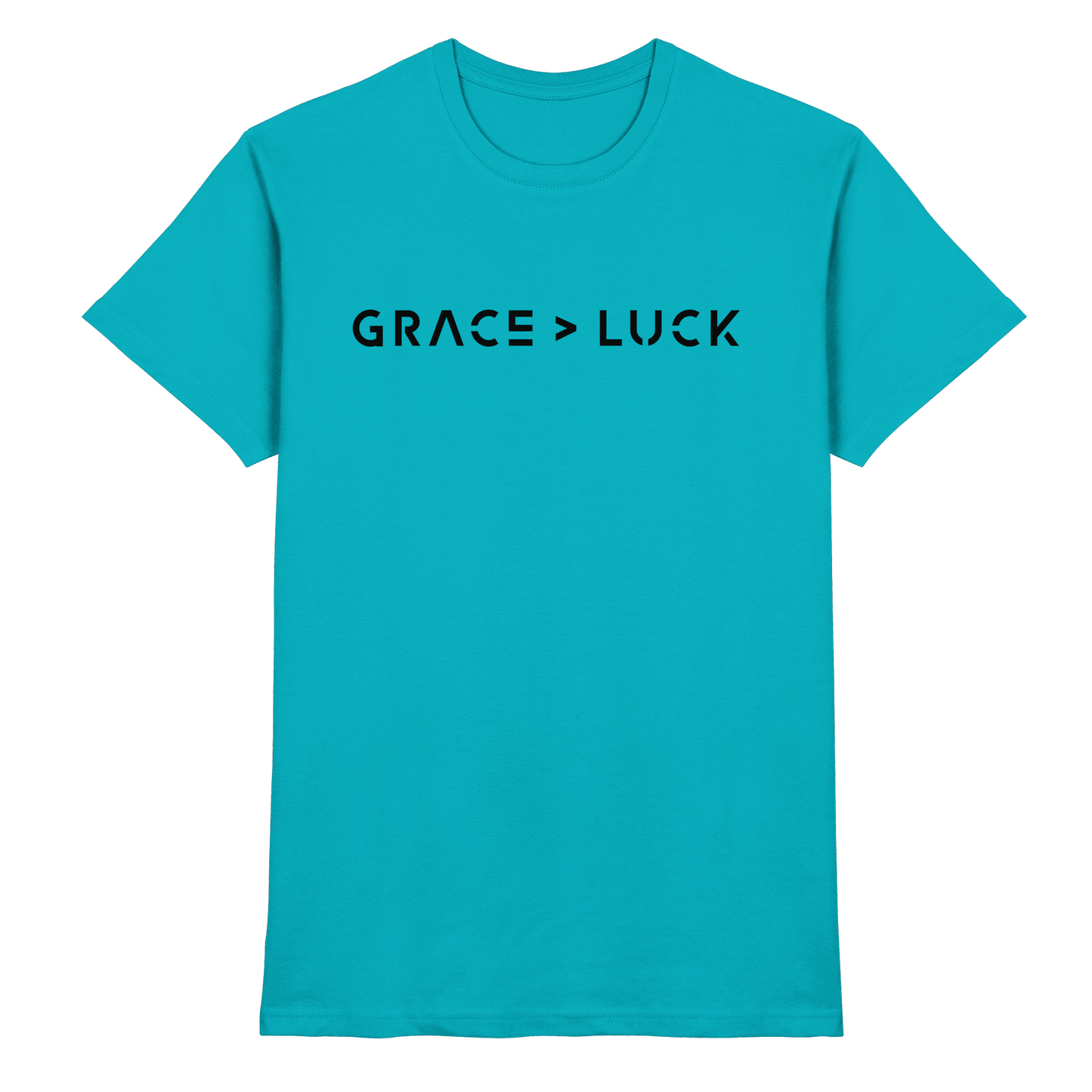 Grace > Luck | Christliches Design über Gottes Gnade - Premium Shirt