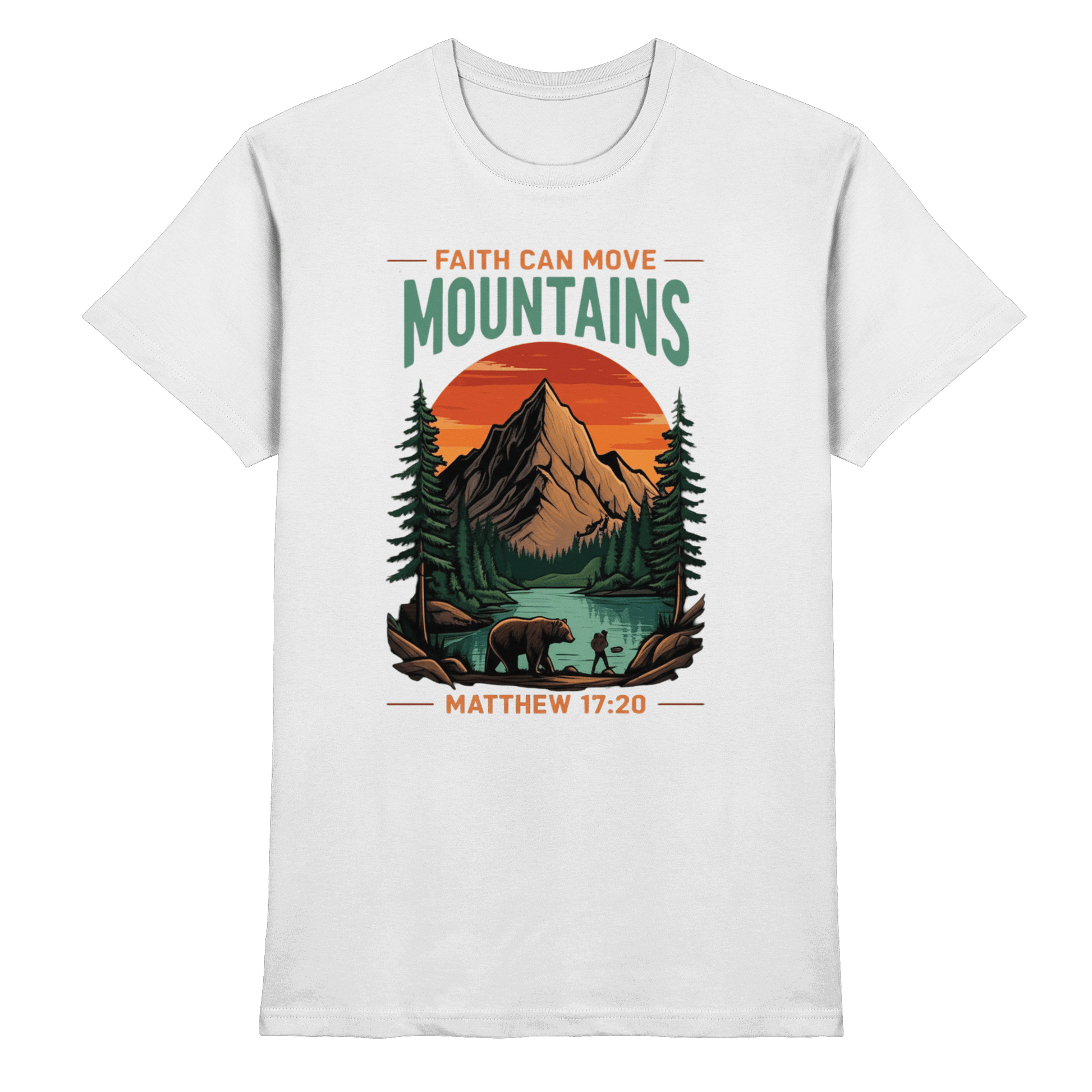 Faith Can Move Mountains | Christliches Design inspiriert von Matthäus 17,20 - Premium Shirt