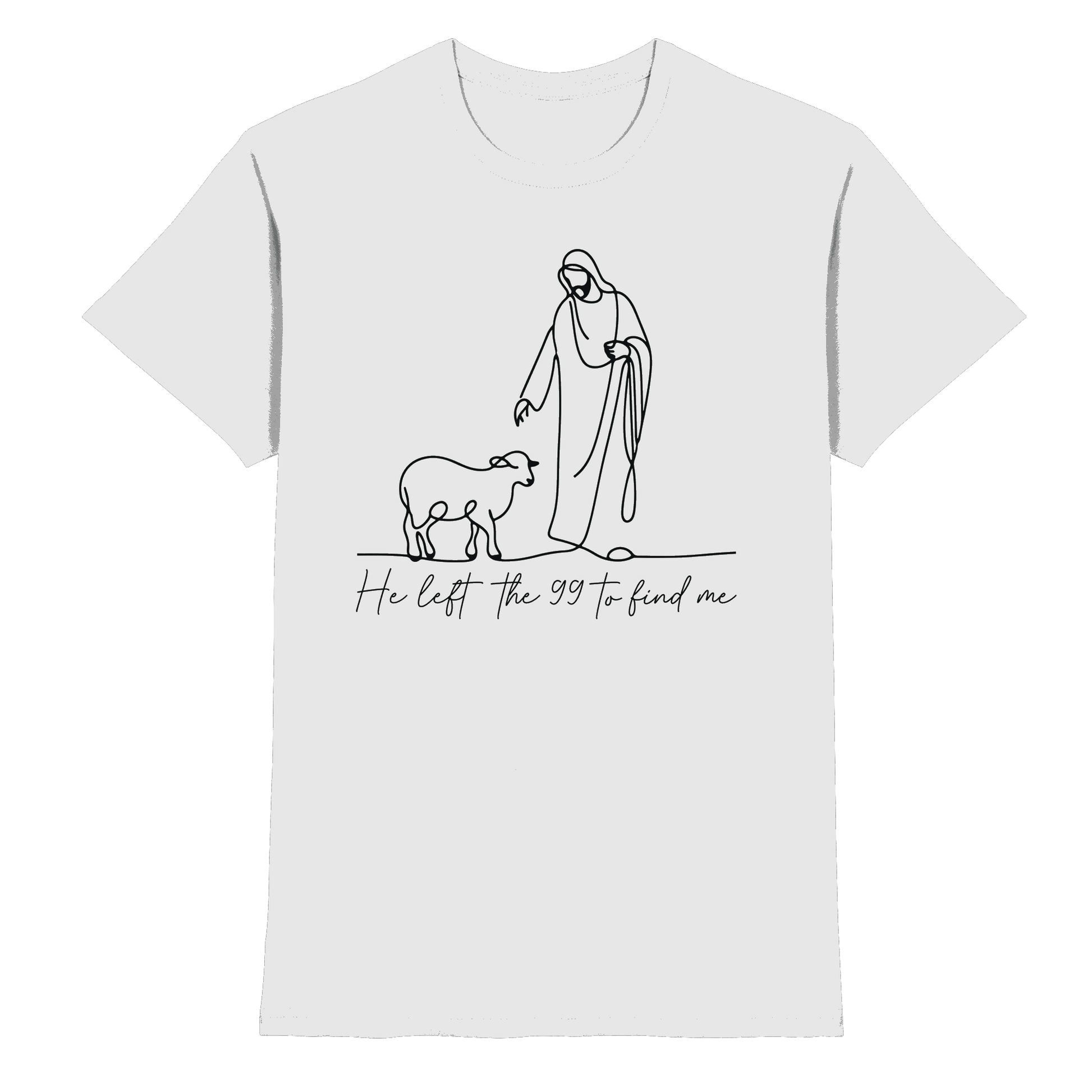 He Left the 99 to Find Me – Kraftvolle Botschaft in minimalistischem Design | Christliche Kleidung - Premium Shirt