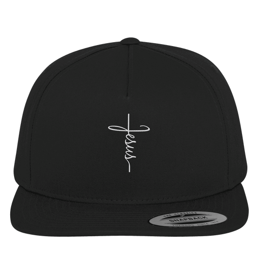 Jesus in Kreuzform - Stick (Weiß) - Premium Snapback