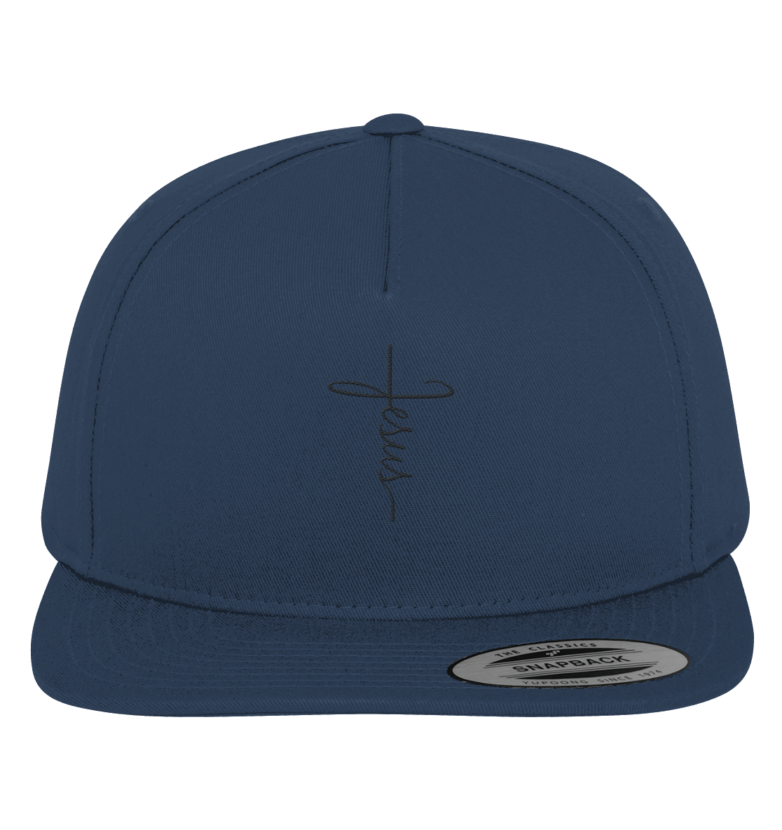 Kreuz mit Jesus Schrift - Premium Snapback (Stick)