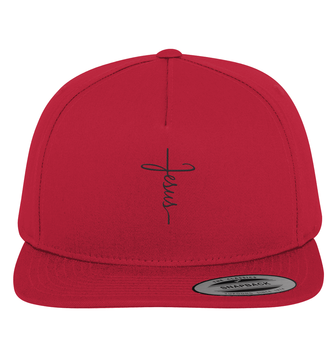 Kreuz mit Jesus Schrift - Premium Snapback (Stick)