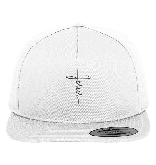Kreuz mit Jesus Schrift - Premium Snapback (Stick)