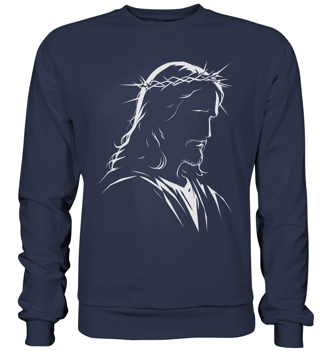 Der Blick des Erlösers – Jesus-Silhouette im Konturdesign | Christliche Kleidung - Premium Sweatshirt