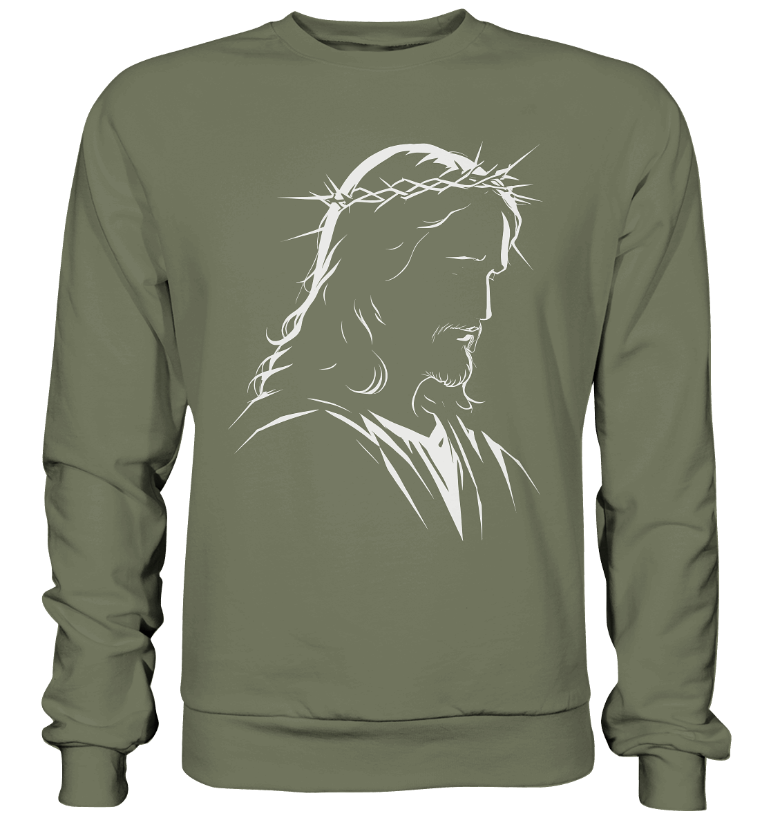 Der Blick des Erlösers – Jesus-Silhouette im Konturdesign | Christliche Kleidung - Premium Sweatshirt