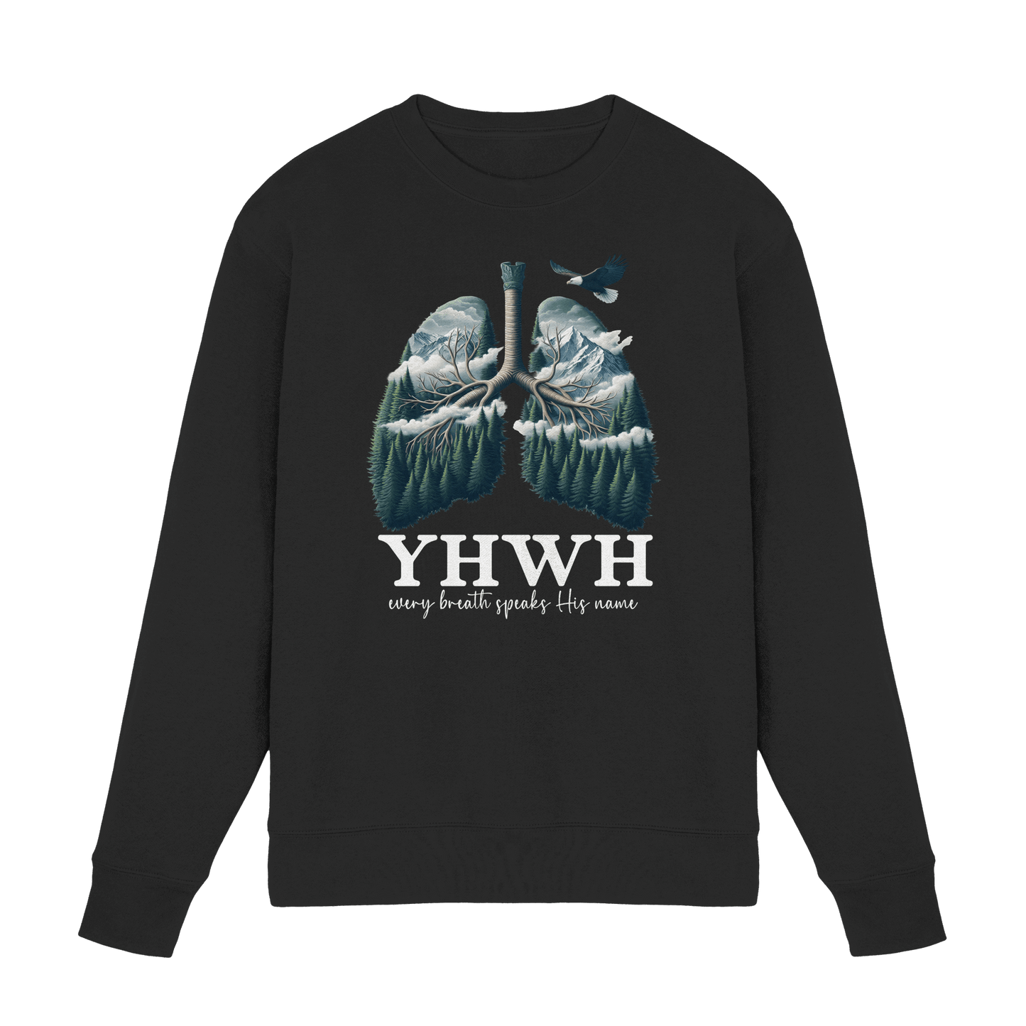 YHWH – Every Breath Speaks His Name | Atem des Lebens | Christliches Design - Premium Sweatshirt