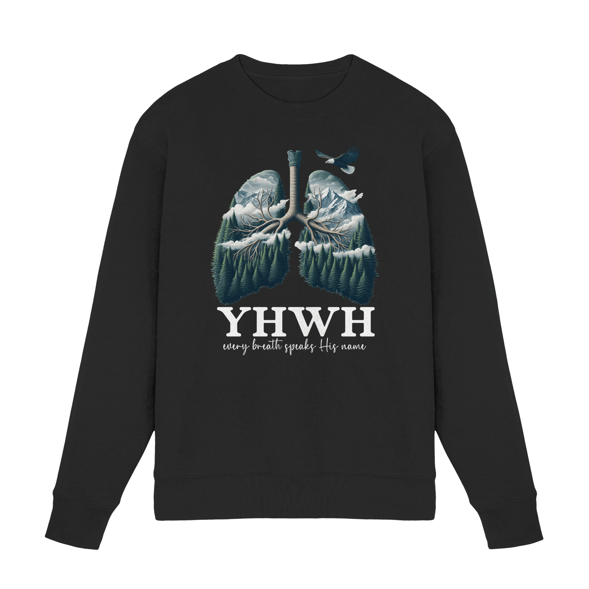 YHWH – Every Breath Speaks His Name | Atem des Lebens | Christliches Design - Premium Sweatshirt