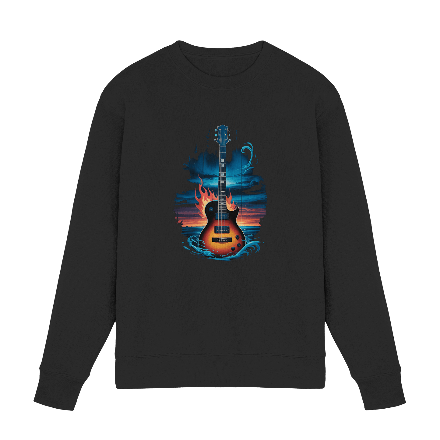 Fire & Water Guitar – Künstlerisches Gitarren Design für Musiker & Worshipper - Premium Sweatshirt