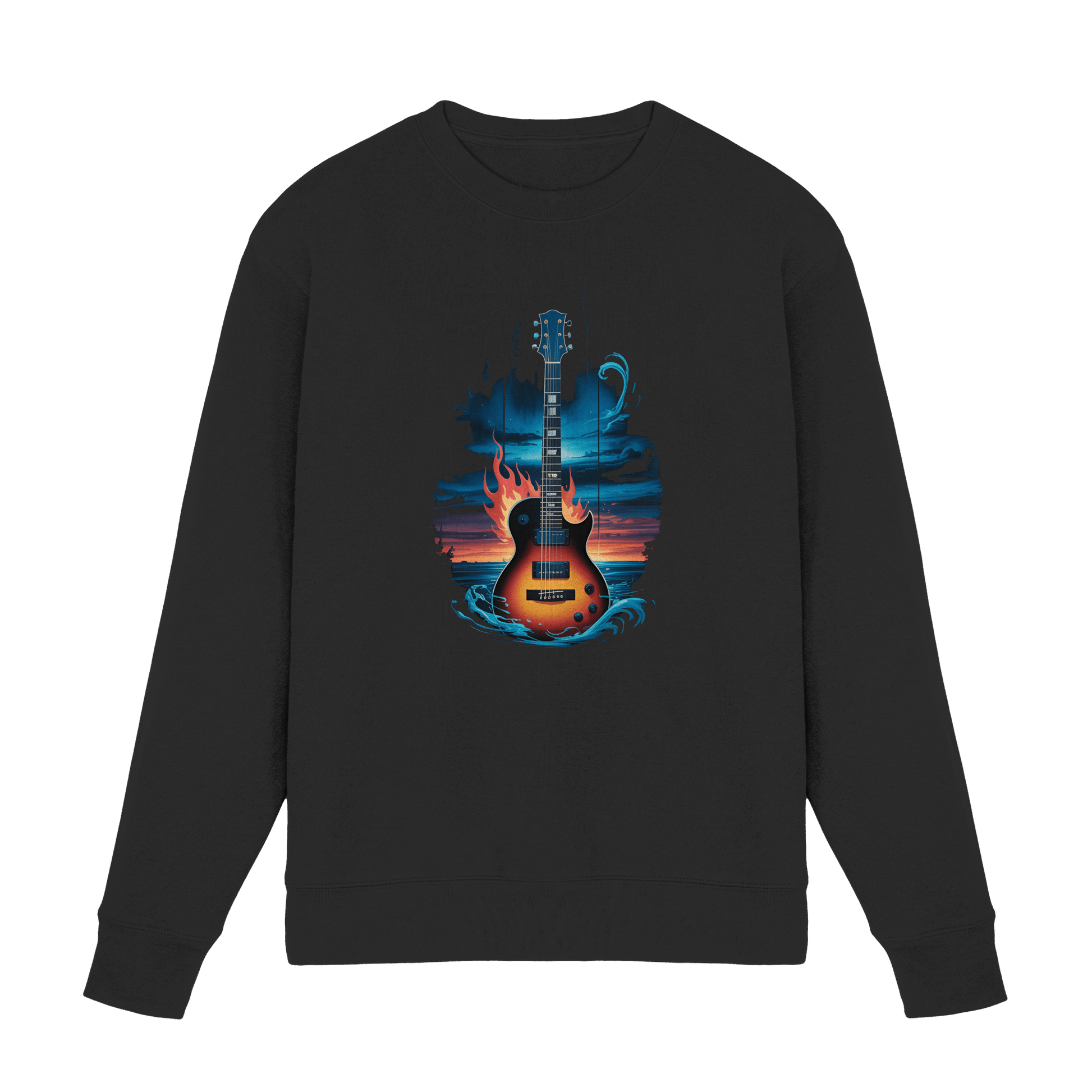 Fire & Water Guitar – Künstlerisches Gitarren Design für Musiker & Worshipper - Premium Sweatshirt