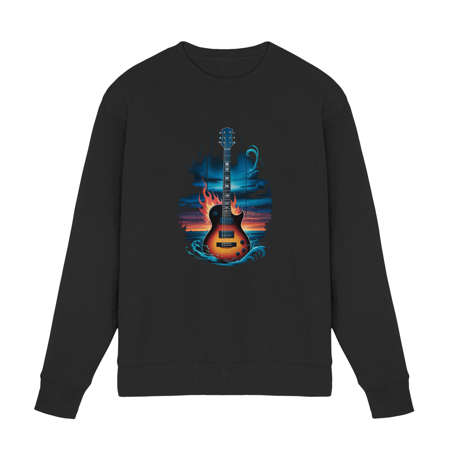 Fire & Water Guitar – Künstlerisches Gitarren Design für Musiker & Worshipper - Premium Sweatshirt