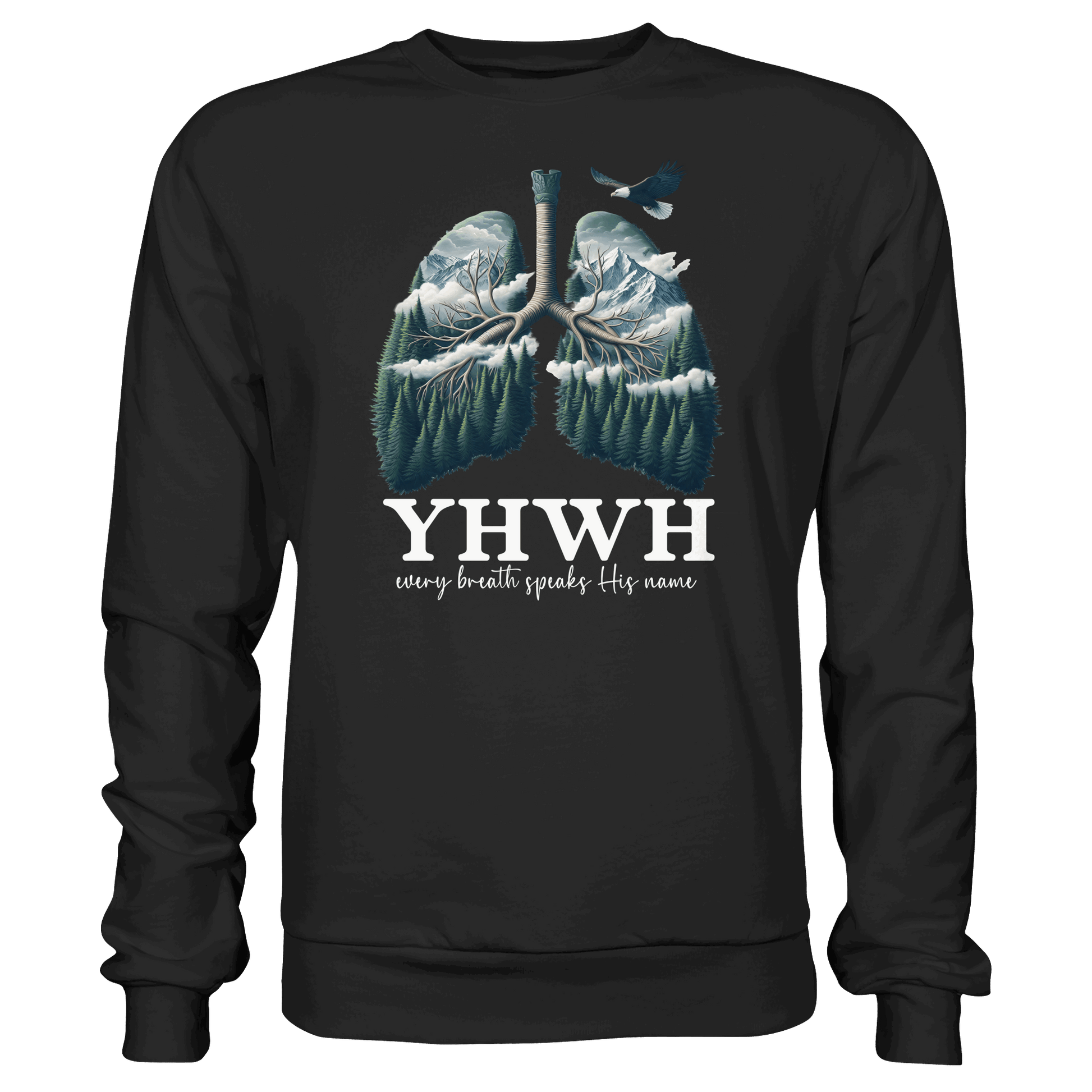 YHWH – Every Breath Speaks His Name | Atem des Lebens | Christliches Design - Premium Sweatshirt