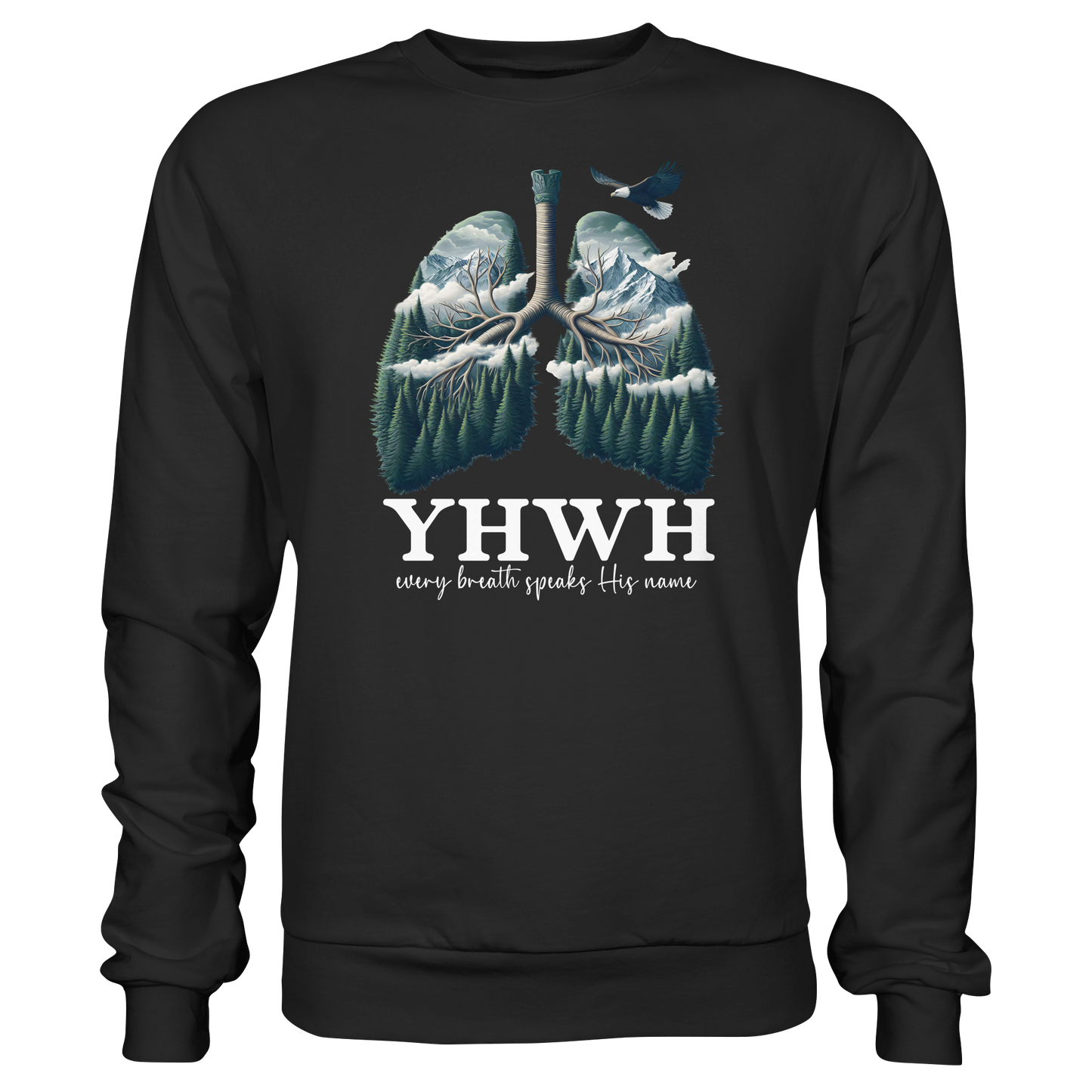 YHWH – Every Breath Speaks His Name | Atem des Lebens | Christliches Design - Premium Sweatshirt