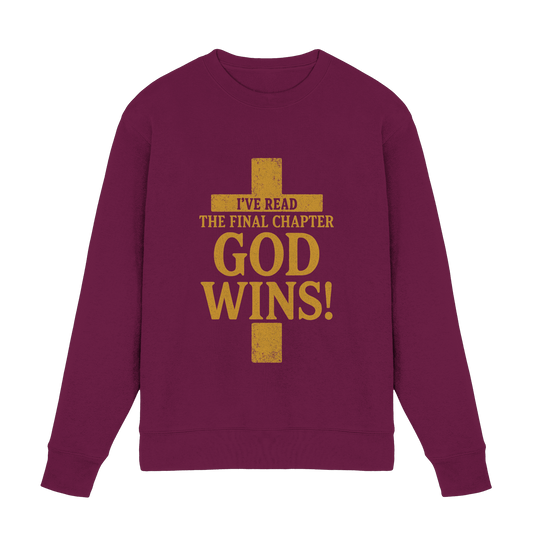 GOD WINS – Das Ende steht fest | Christliche Kleidung & Geschenke im Kreuz-Design - Premium Sweatshirt