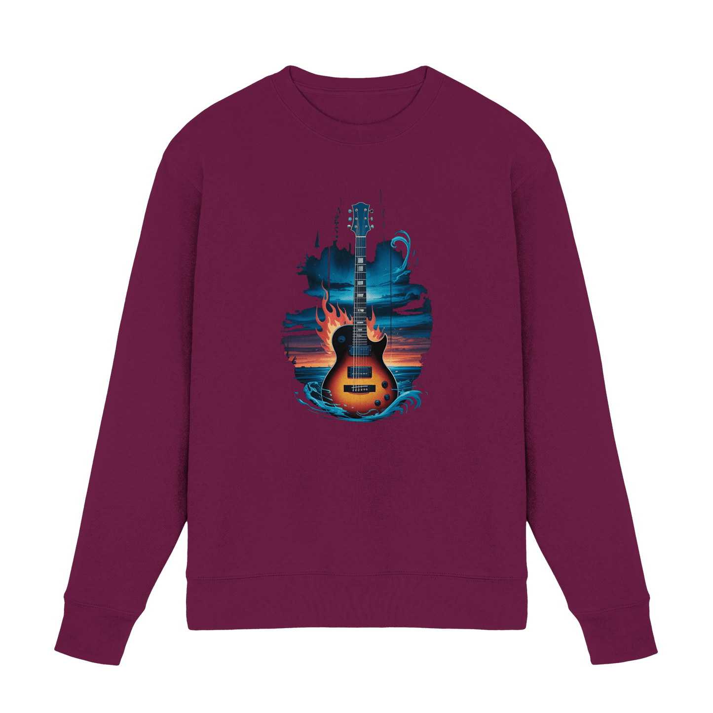 Fire & Water Guitar – Künstlerisches Gitarren Design für Musiker & Worshipper - Premium Sweatshirt