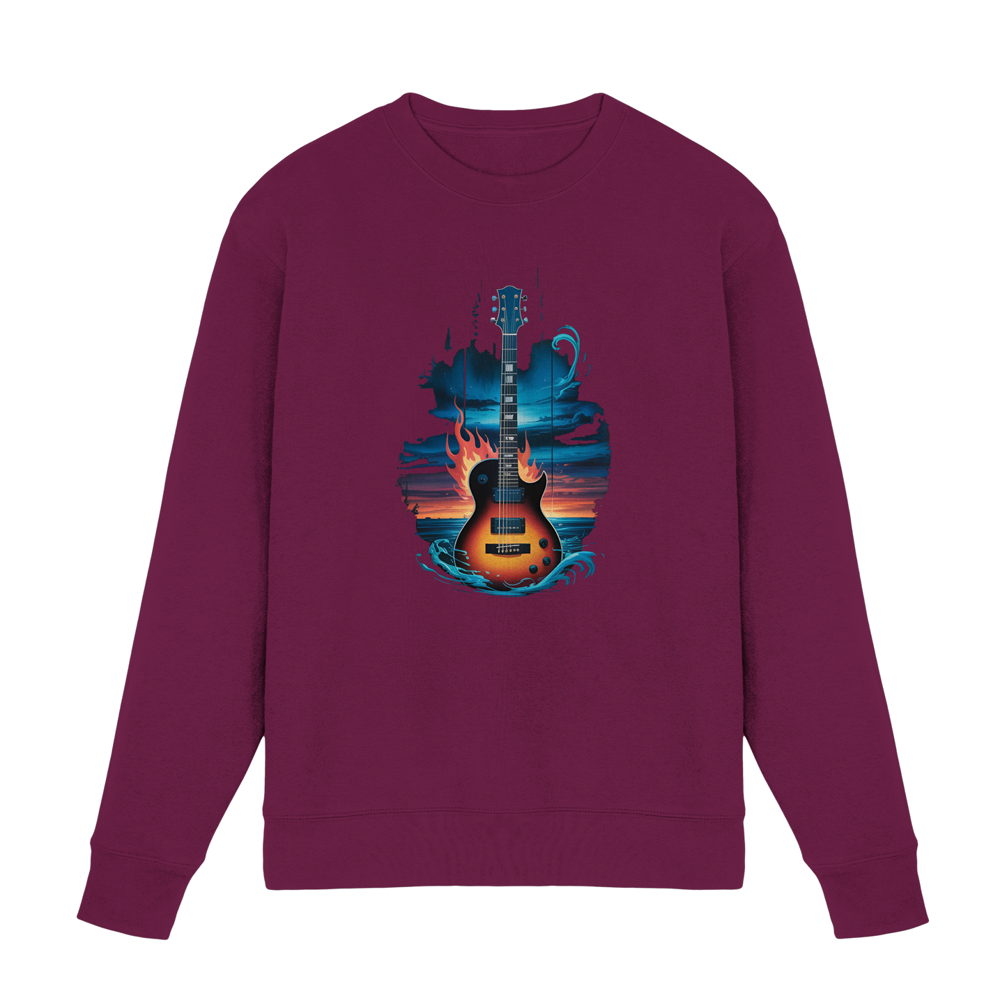 Fire & Water Guitar – Künstlerisches Gitarren Design für Musiker & Worshipper - Premium Sweatshirt