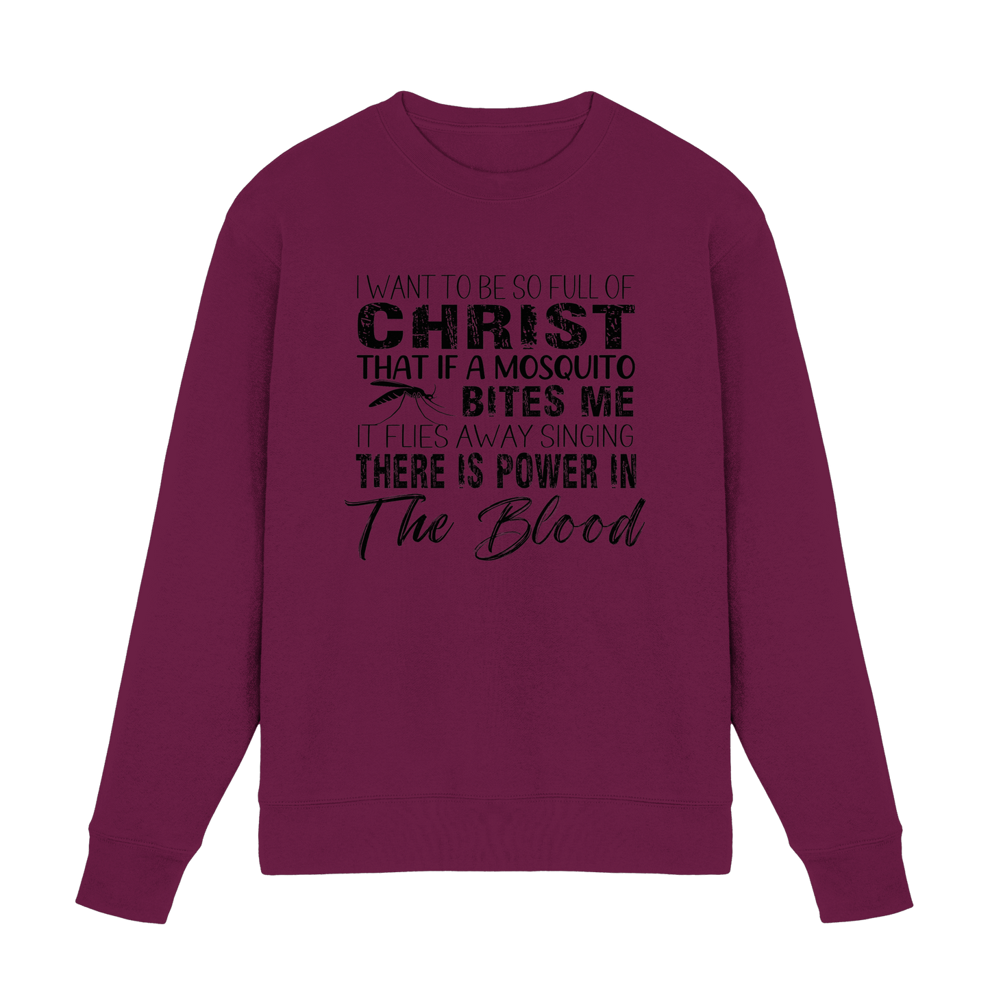 I Want to Be So Full of Christ – Mosquito | Christian Statement Print - Premium Sweatshirt