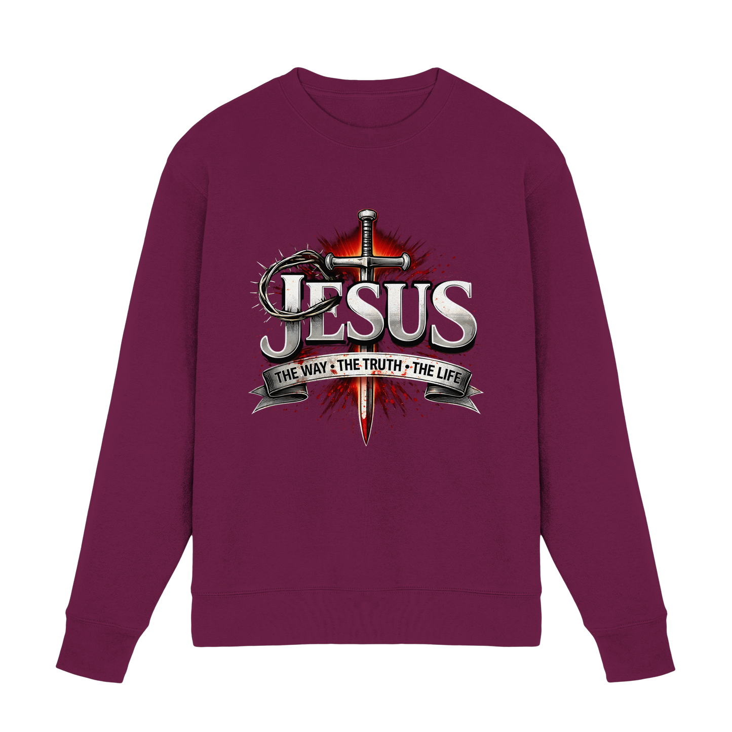 „Jesus: Der Weg, die Wahrheit, das Leben“ mit Schwert und Dornenkrone - Premium Sweatshirt