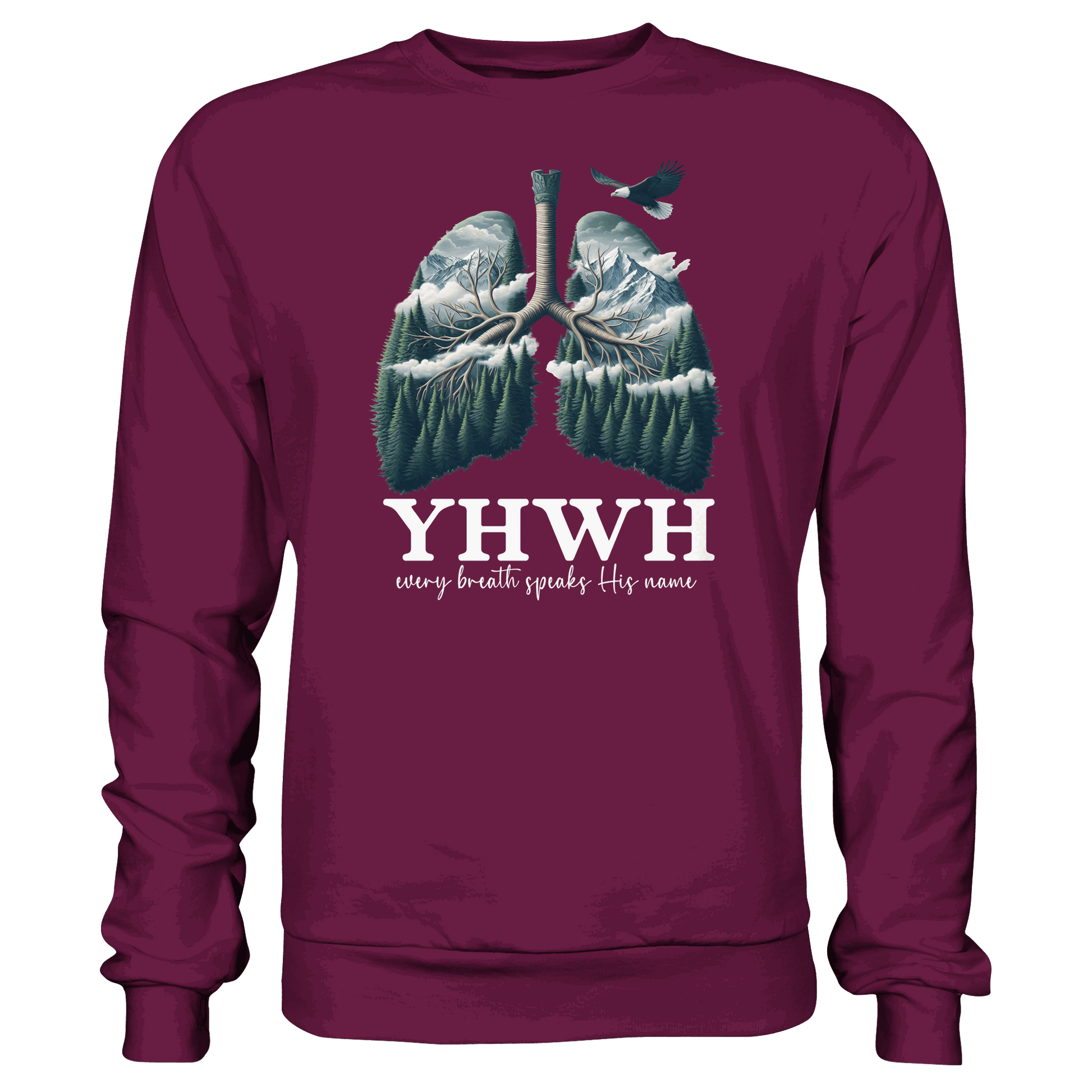 YHWH – Every Breath Speaks His Name | Atem des Lebens | Christliches Design - Premium Sweatshirt