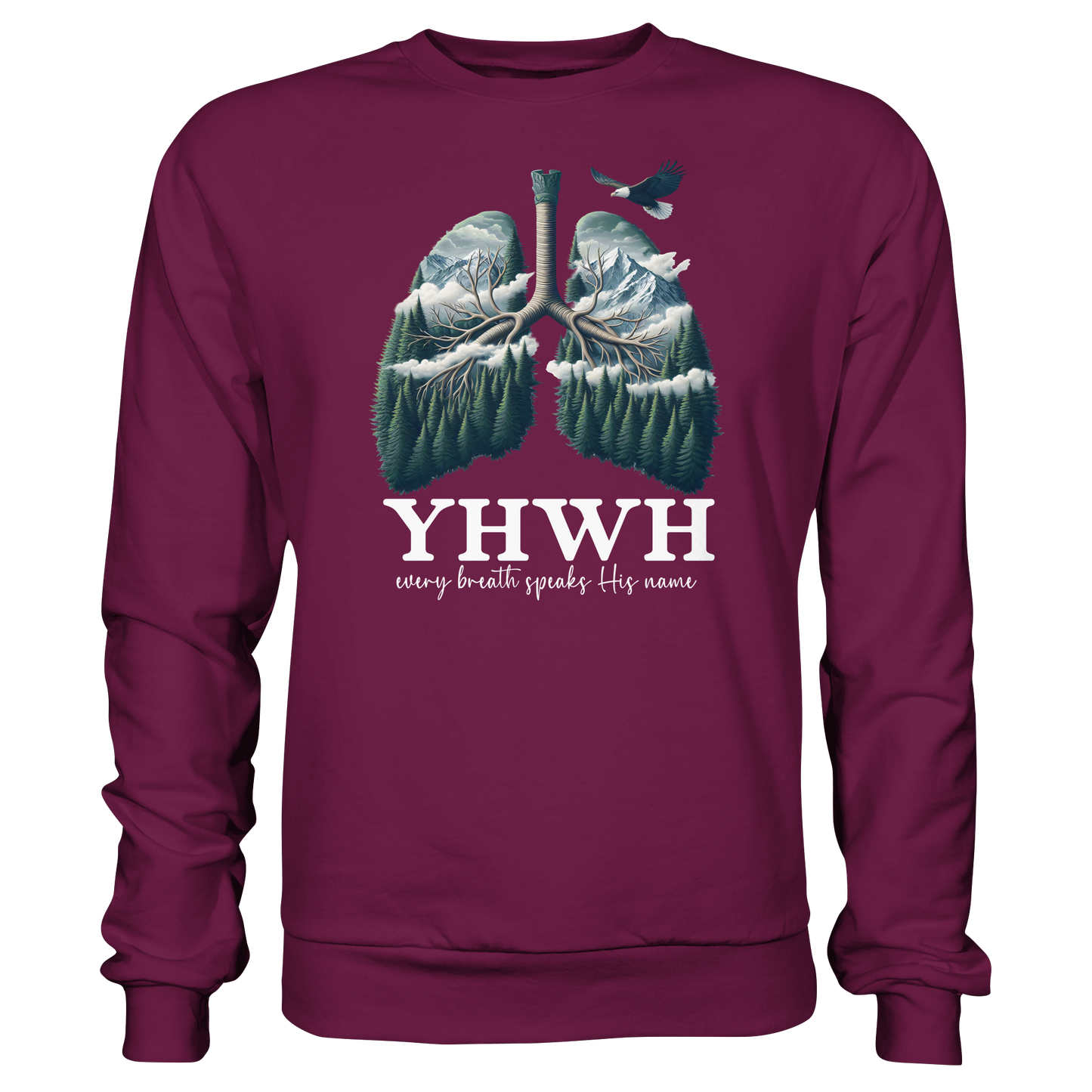 YHWH – Every Breath Speaks His Name | Atem des Lebens | Christliches Design - Premium Sweatshirt