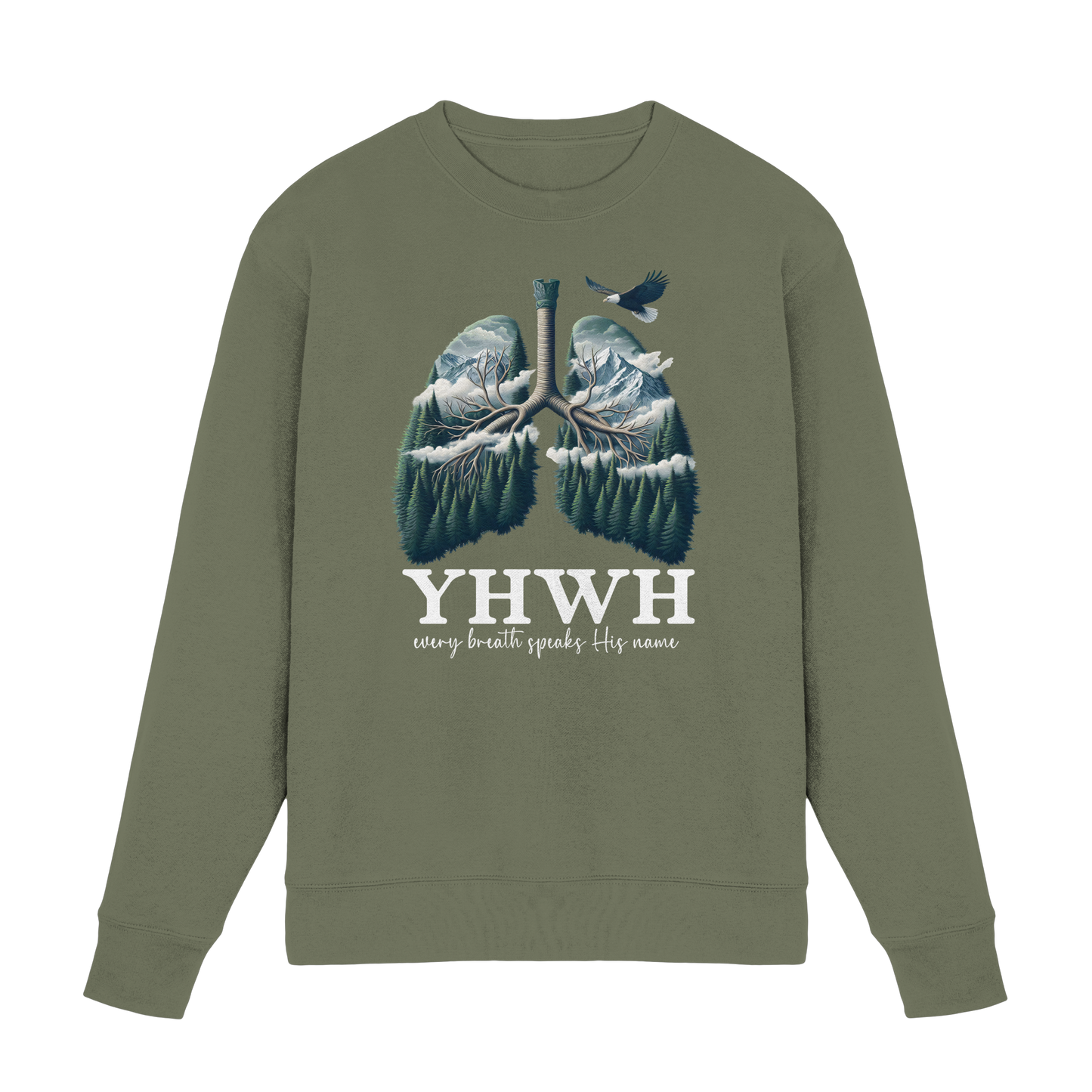 YHWH – Every Breath Speaks His Name | Atem des Lebens | Christliches Design - Premium Sweatshirt
