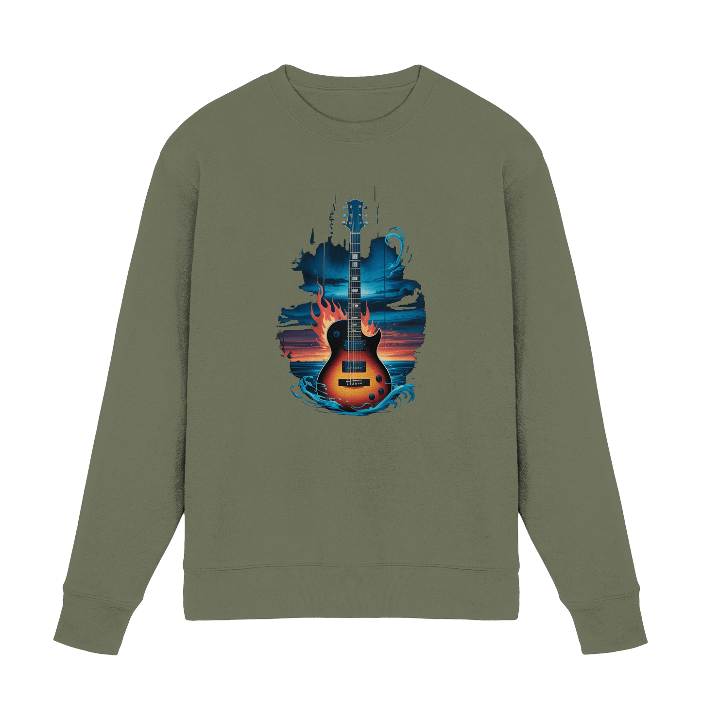 Fire & Water Guitar – Künstlerisches Gitarren Design für Musiker & Worshipper - Premium Sweatshirt