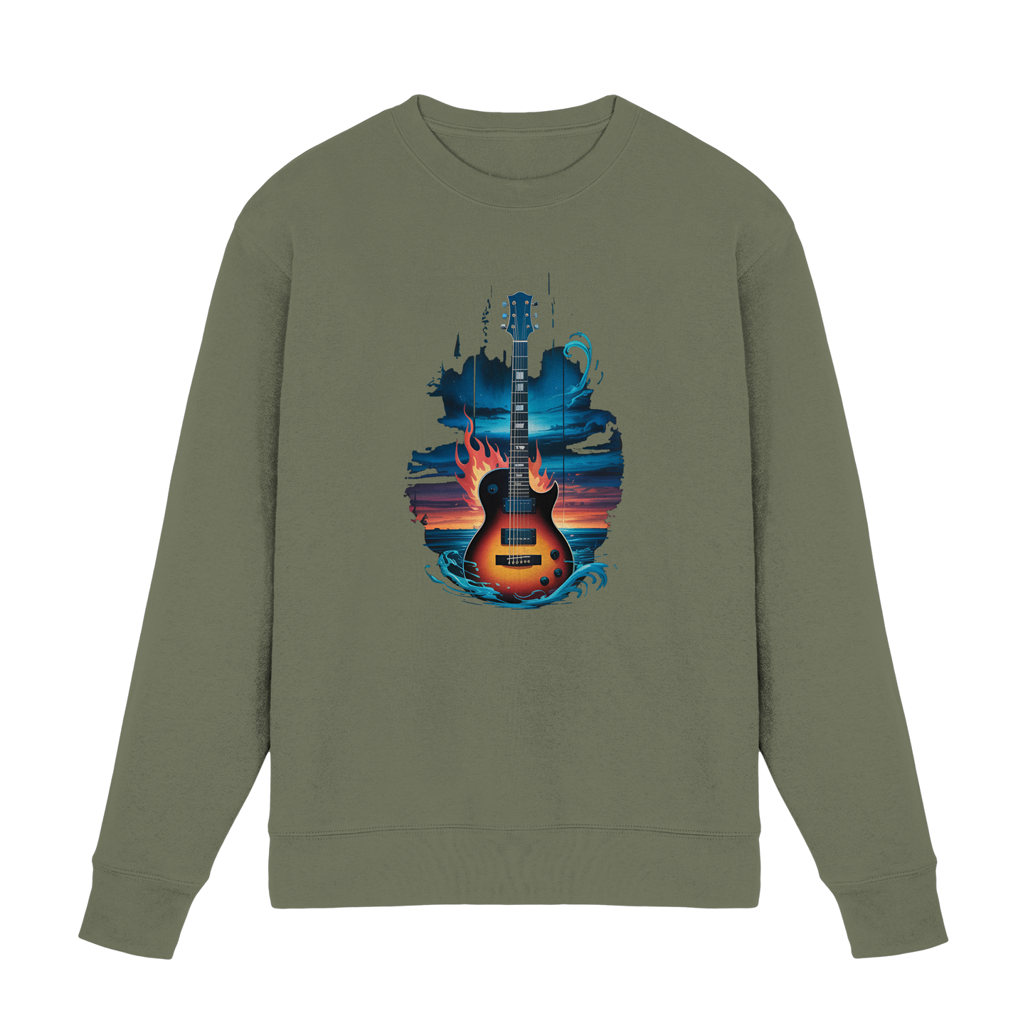 Fire & Water Guitar – Künstlerisches Gitarren Design für Musiker & Worshipper - Premium Sweatshirt