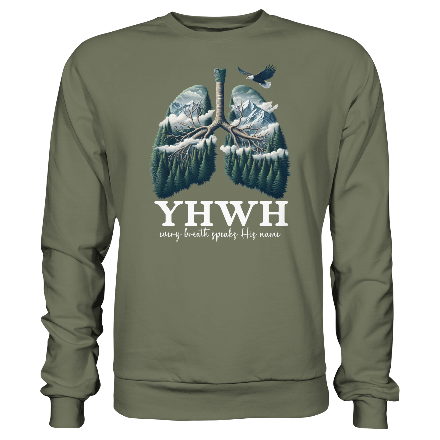 YHWH – Every Breath Speaks His Name | Atem des Lebens | Christliches Design - Premium Sweatshirt