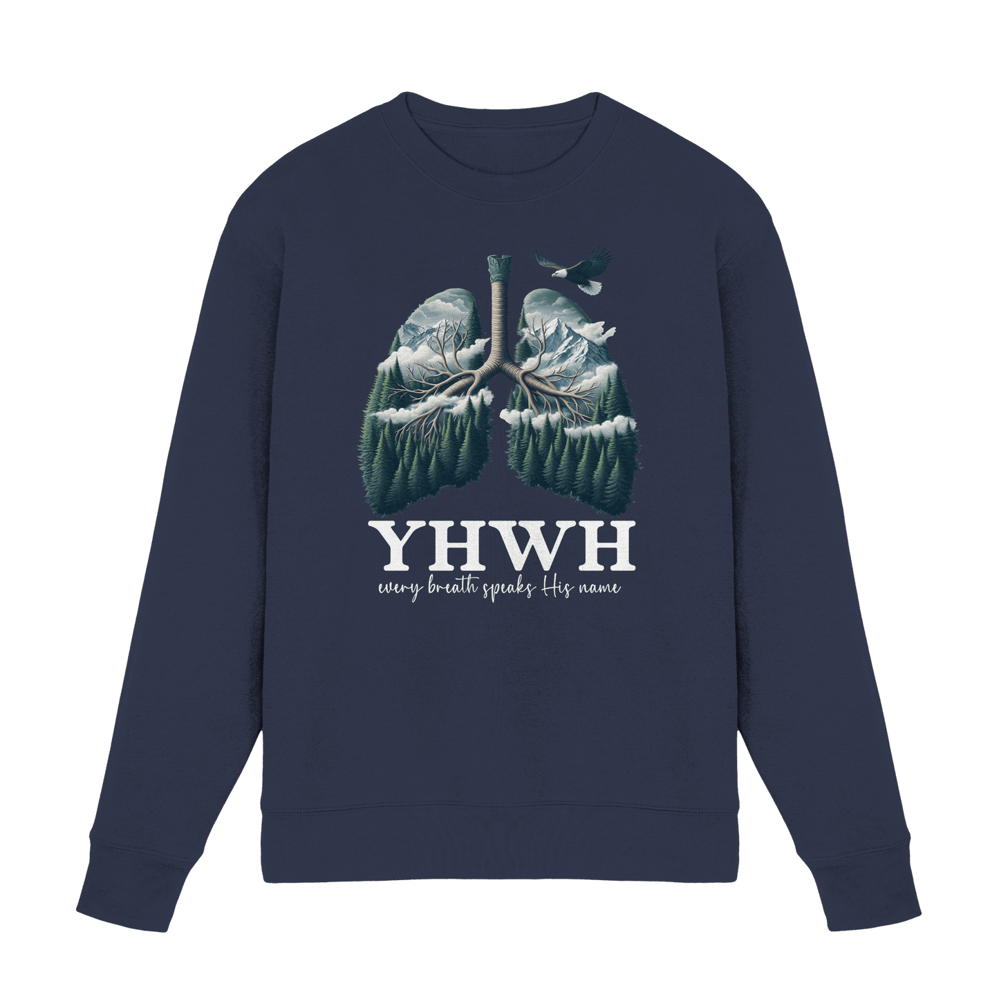 YHWH – Every Breath Speaks His Name | Atem des Lebens | Christliches Design - Premium Sweatshirt