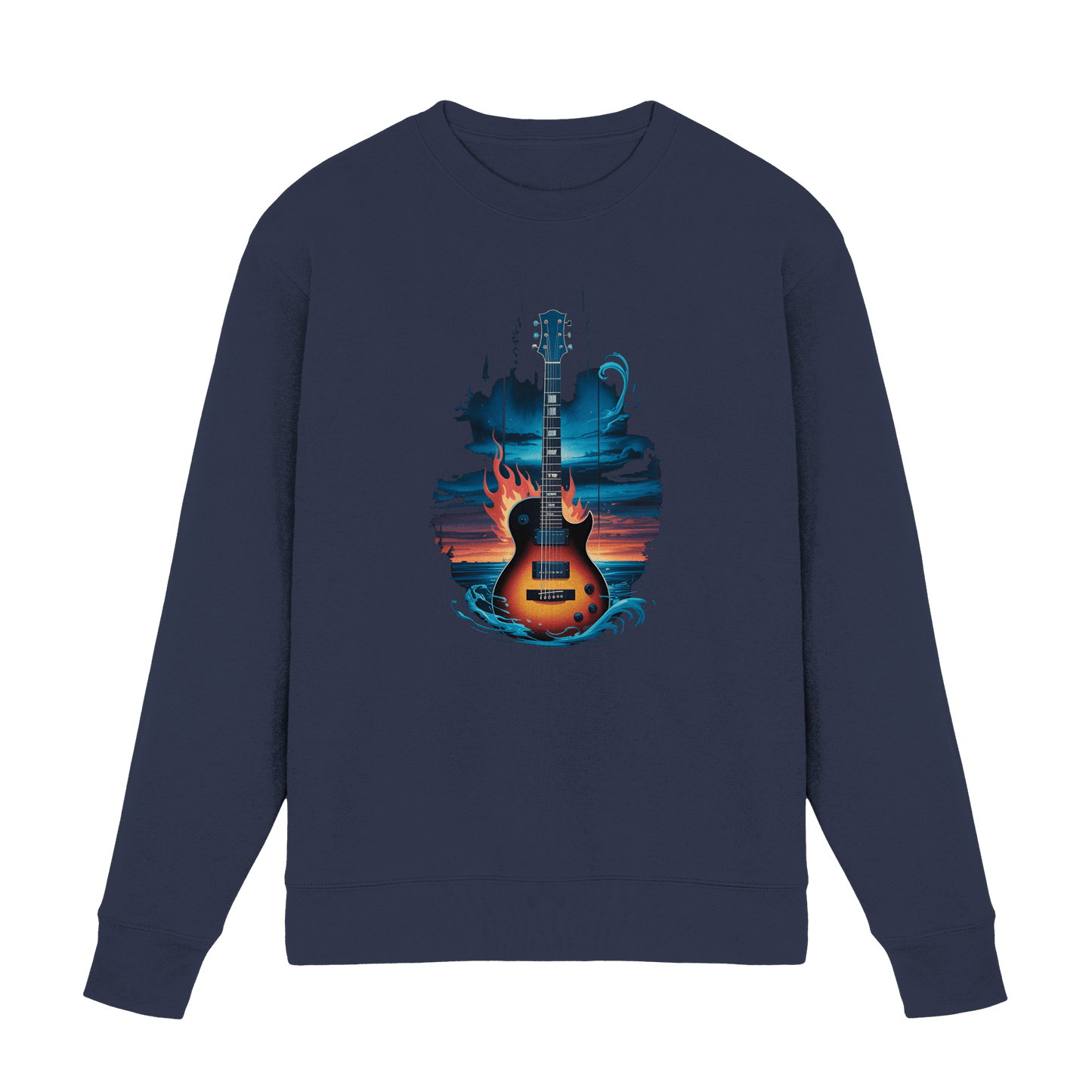 Fire & Water Guitar – Künstlerisches Gitarren Design für Musiker & Worshipper - Premium Sweatshirt