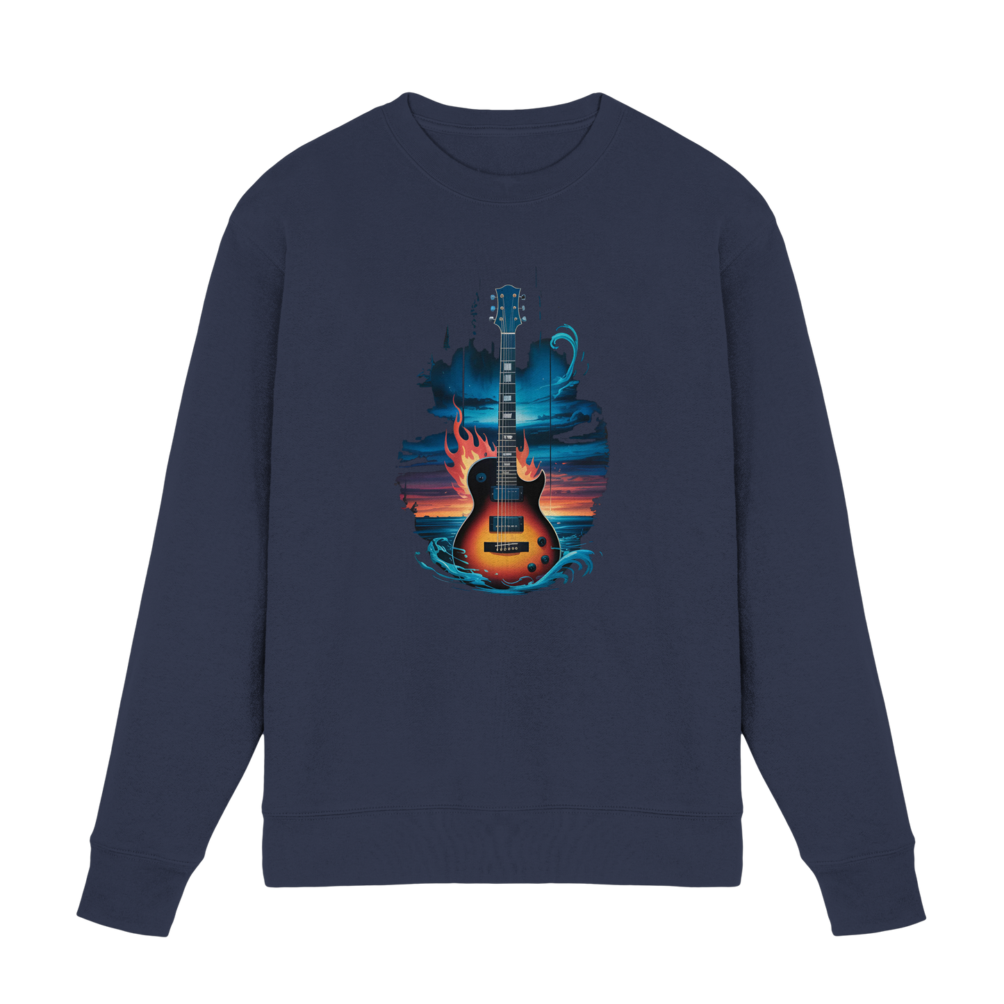 Fire & Water Guitar – Künstlerisches Gitarren Design für Musiker & Worshipper - Premium Sweatshirt