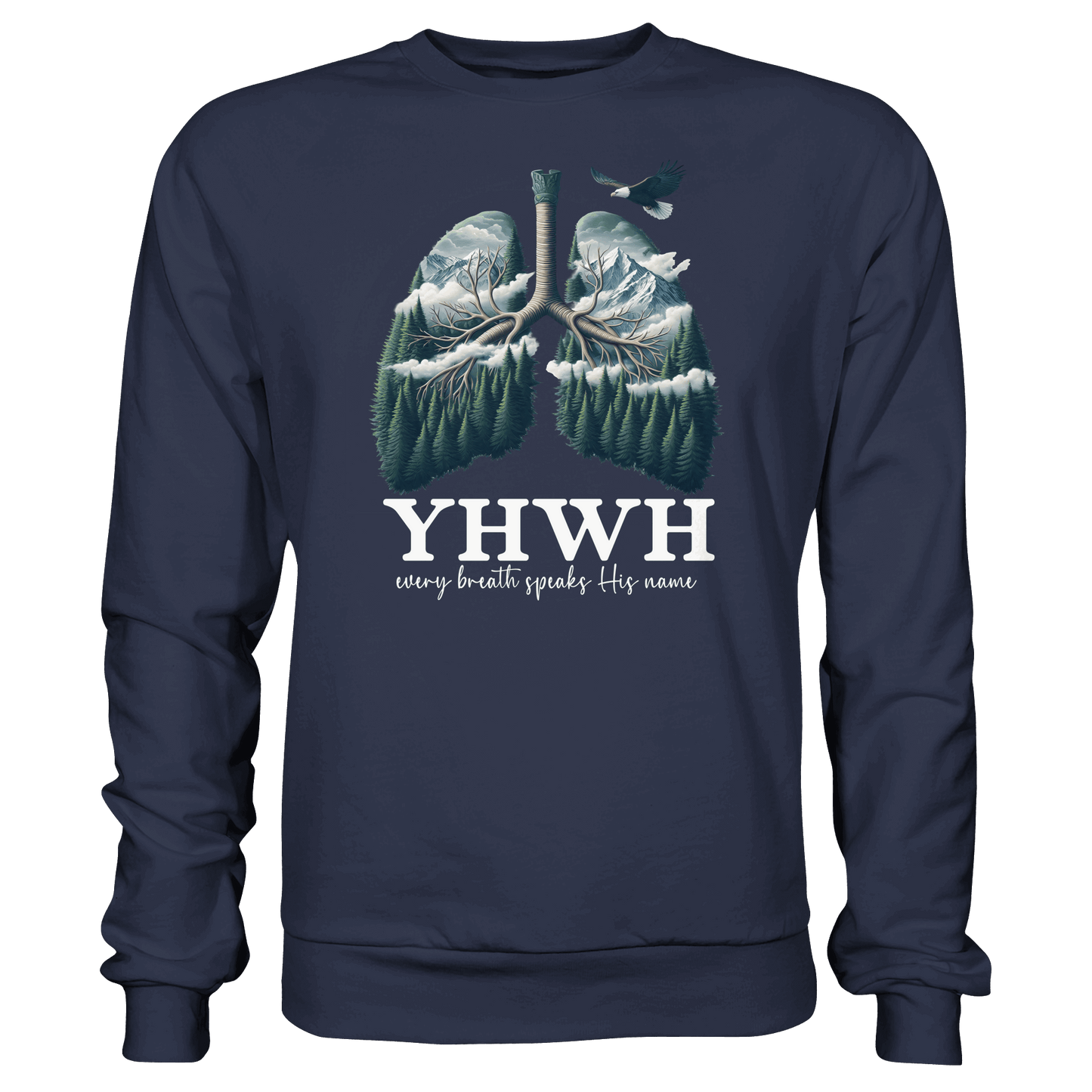 YHWH – Every Breath Speaks His Name | Atem des Lebens | Christliches Design - Premium Sweatshirt