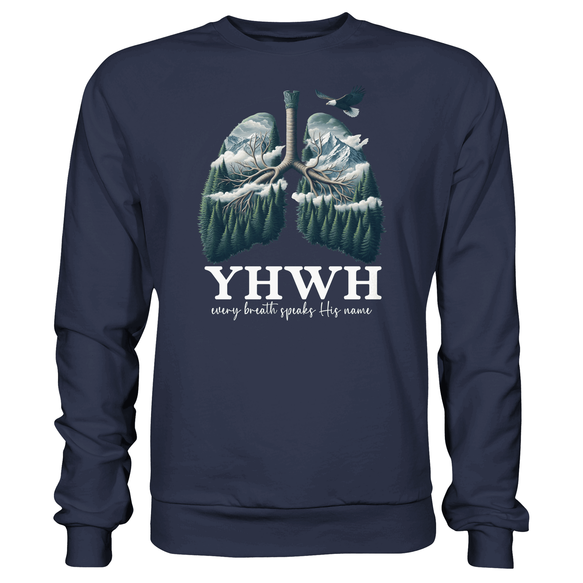 YHWH – Every Breath Speaks His Name | Atem des Lebens | Christliches Design - Premium Sweatshirt
