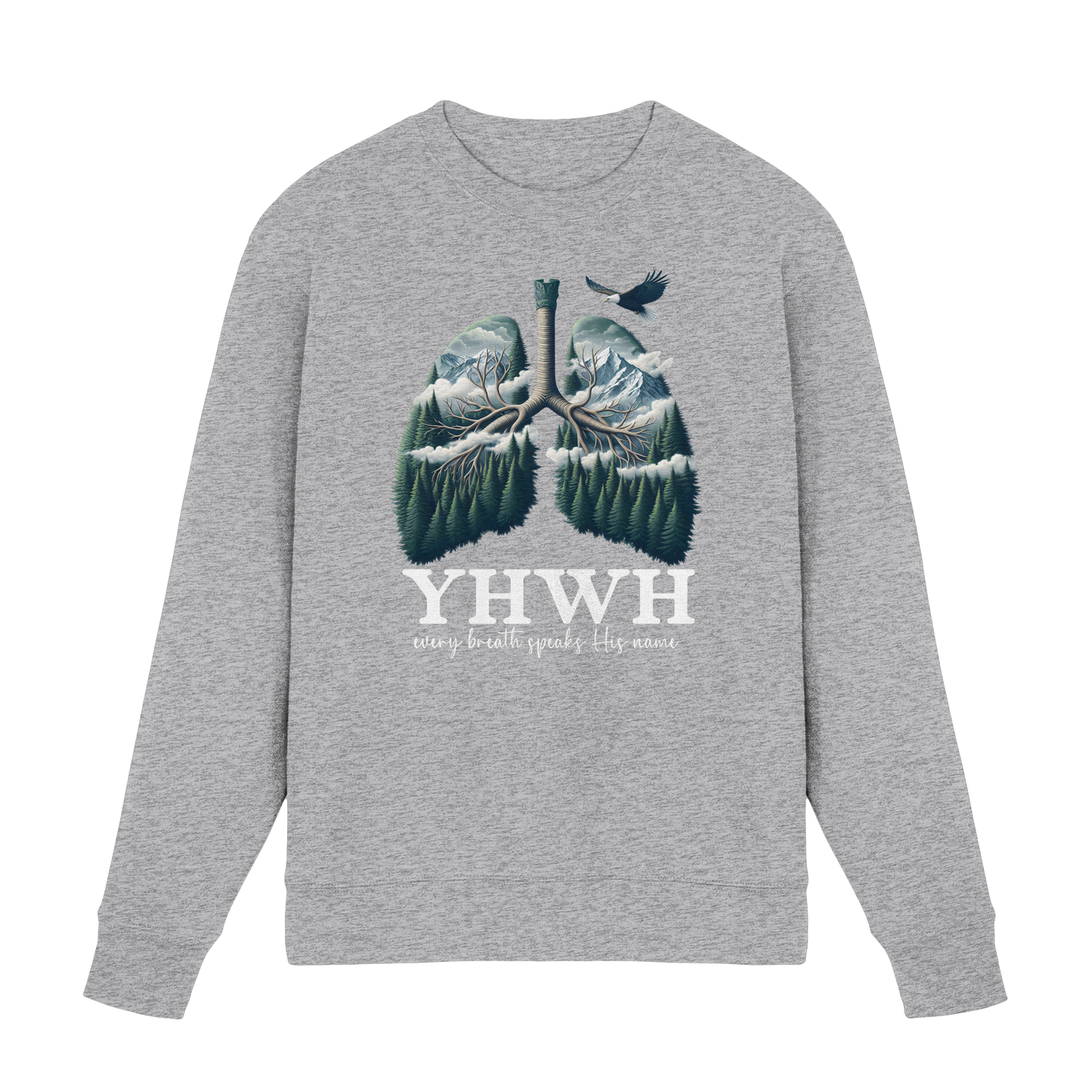 YHWH – Every Breath Speaks His Name | Atem des Lebens | Christliches Design - Premium Sweatshirt