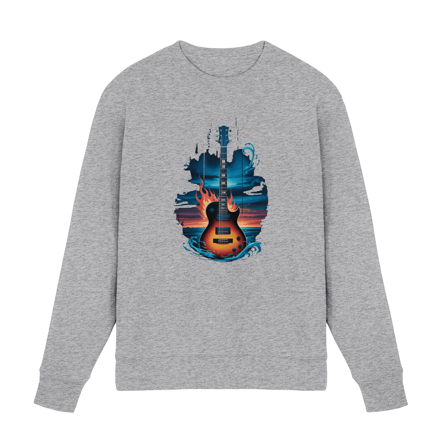 Fire & Water Guitar – Künstlerisches Gitarren Design für Musiker & Worshipper - Premium Sweatshirt