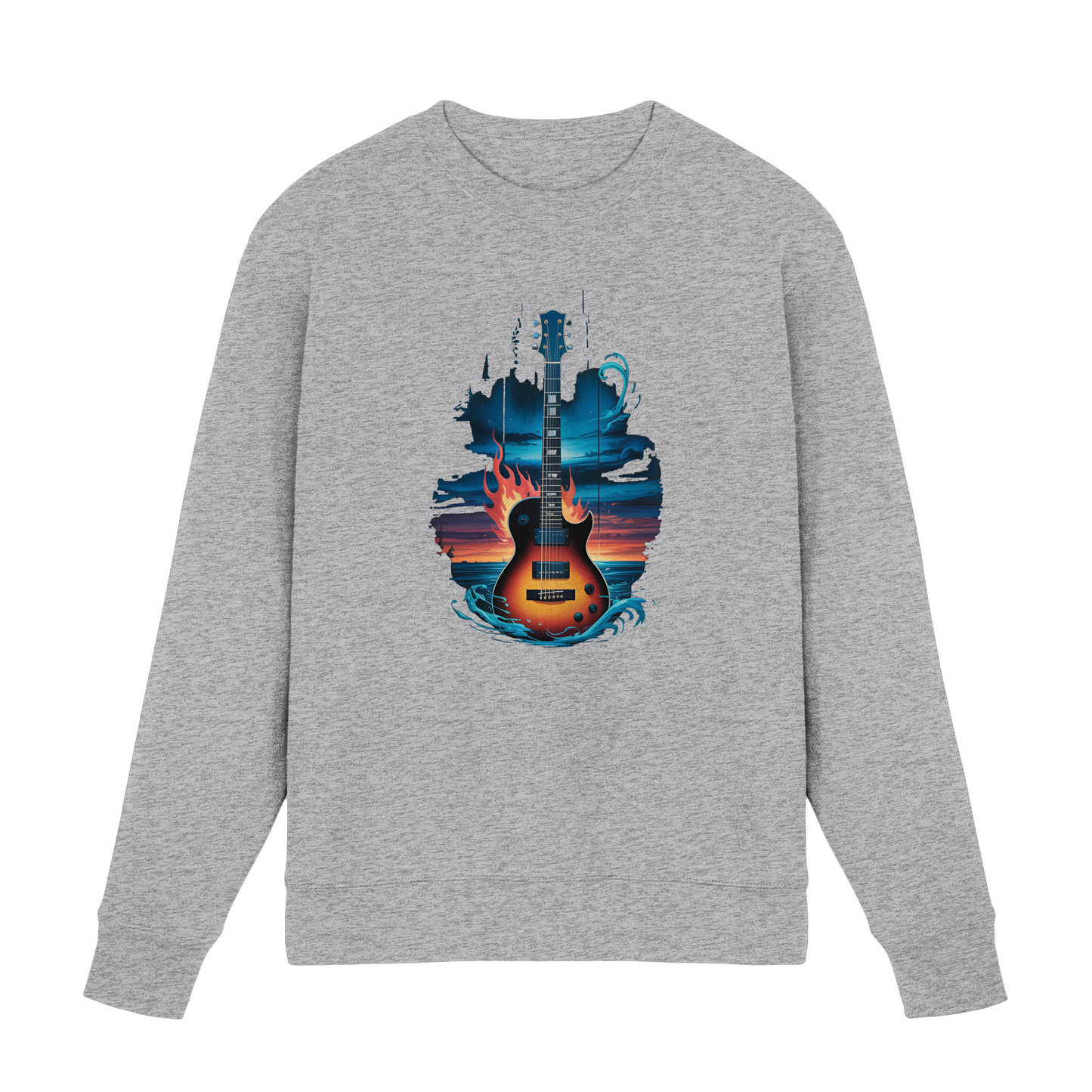 Fire & Water Guitar – Künstlerisches Gitarren Design für Musiker & Worshipper - Premium Sweatshirt