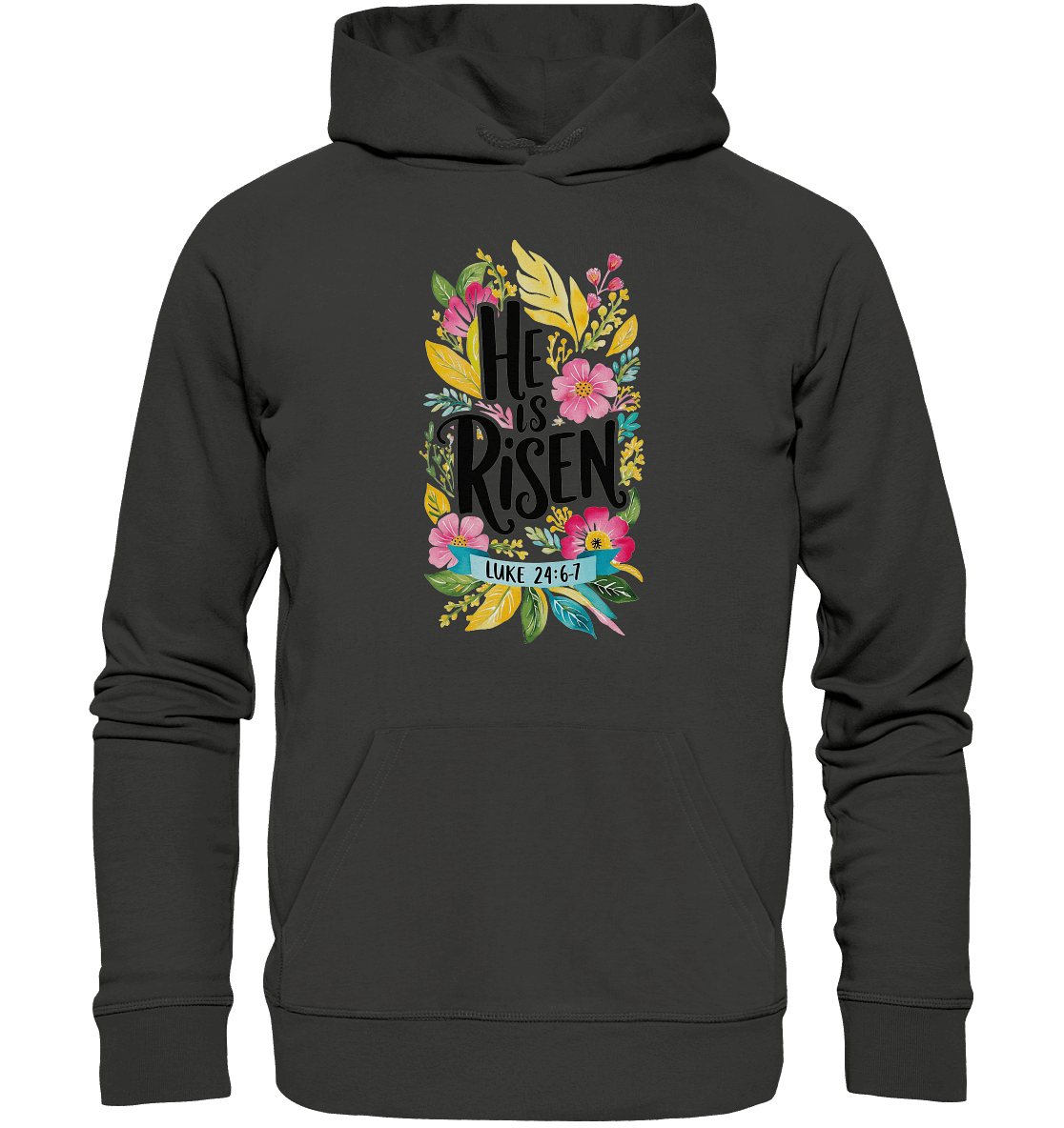 He Is Risen – Die Schönheit der Auferstehung (Vorne) | Christliche Kleidung - Premium Unisex Hoodie