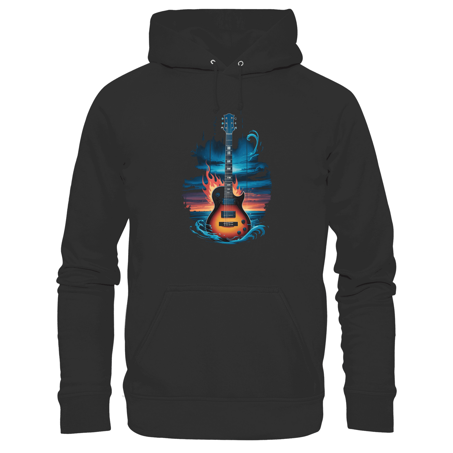 Fire & Water Guitar – Künstlerisches Gitarren Design für Musiker & Worshipper - Premium Unisex Hoodie